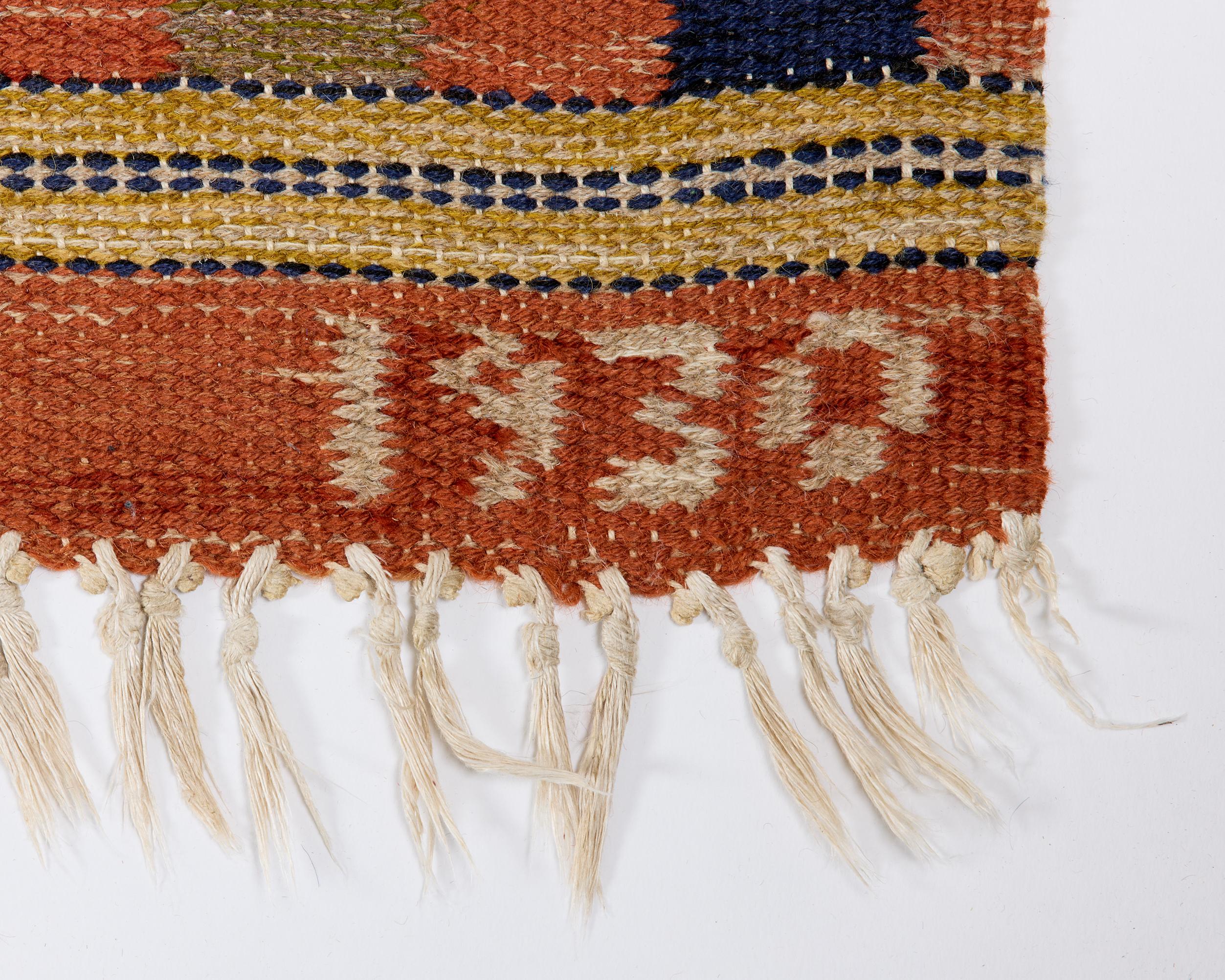 Rectangular orange Swedish rug from the 1930 For Sale 2
