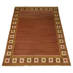Tapis scandinave en laine des années 1950 - tissé à la main avec un motif géométrique