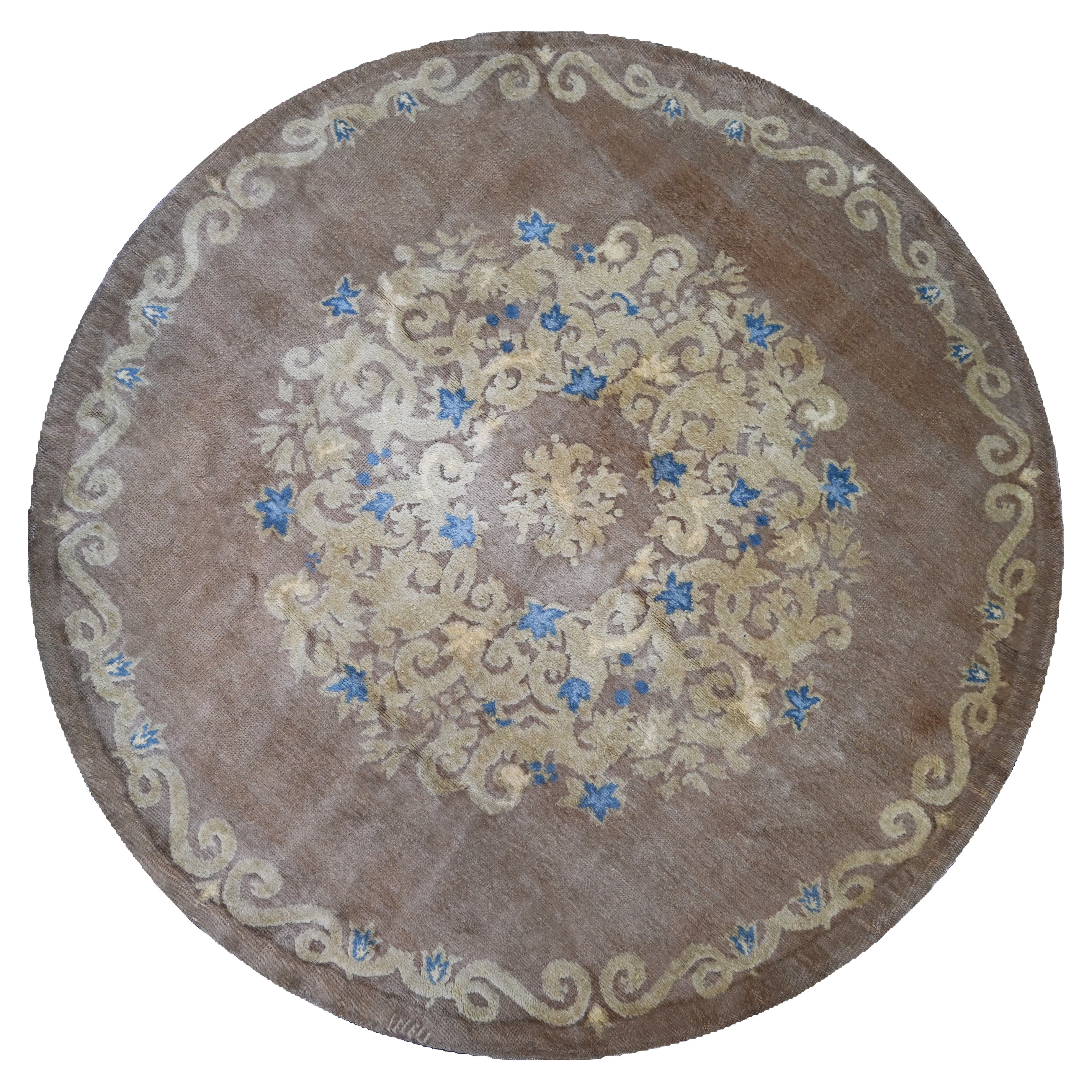 Teppich Art Deco, um 1950, signiert von Jules Leleu - Durchmesser 2,45 m - Nr. 1625 im Angebot