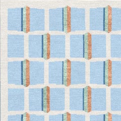 Rug Bauhaus Cielo Plaid Rectangular Light Blue Wool Silk, Custom, in Stock