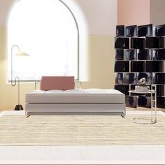 Rug Beige Minimalism Coastal Modern Handmade Wool Silk Rug, Caracas Medium