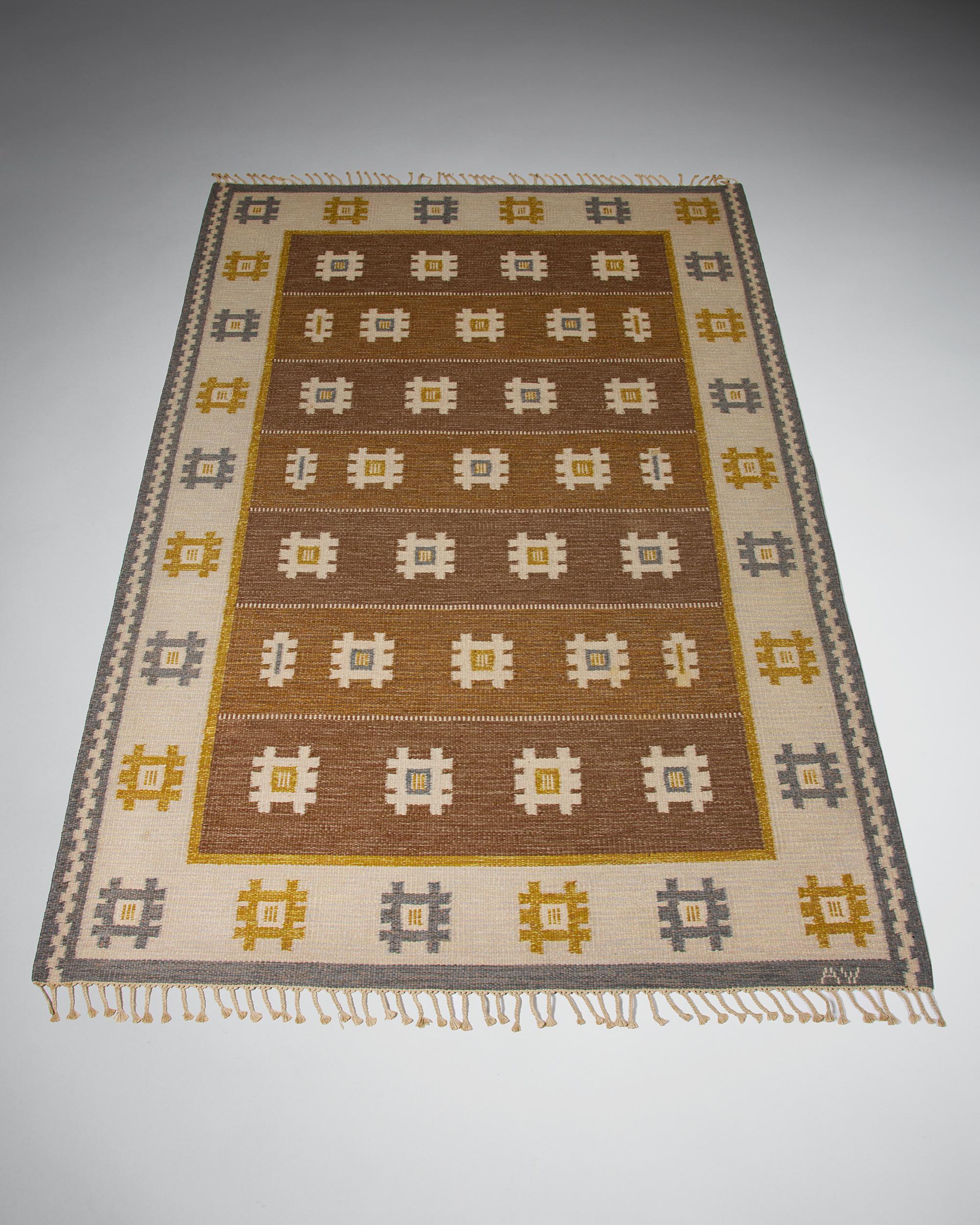 Swedish Rug by Alice Wallebäck, Sweden, 1950s For Sale