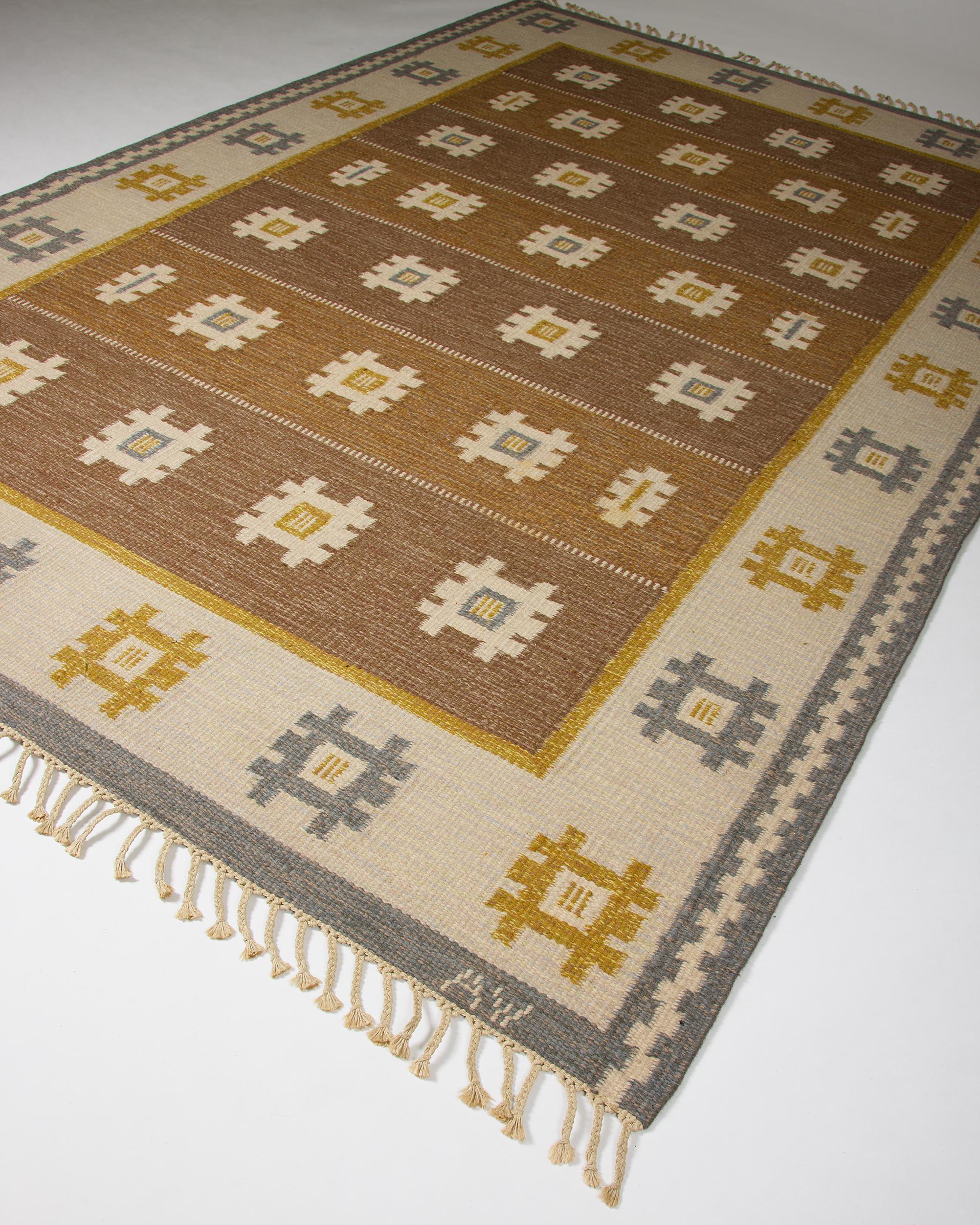 Rug by Alice Wallebäck, Sweden, 1950s In Good Condition For Sale In Stockholm, SE
