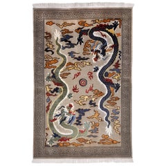 Rug - Carpet - Wool China Hand Knotted with Two Dragons in Gray