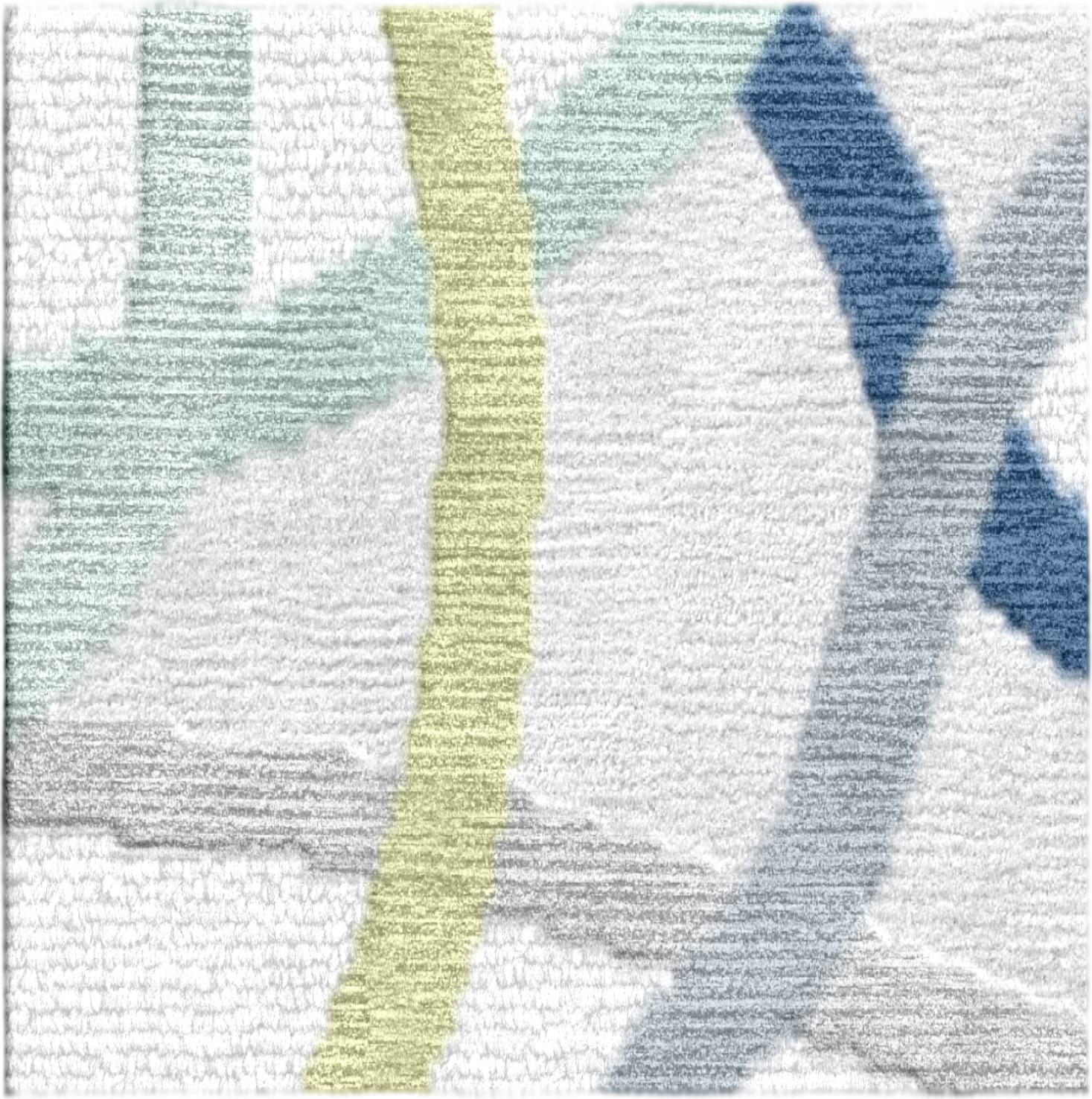Rug Colorful Abstract Handmade Wool Silk Modern - La Seine l'Apres-Midi In New Condition For Sale In Seattle, WA