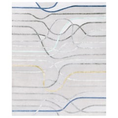 Rug Colorful Abstract Handmade Wool Silk Modern, La Seine l'Apres-Midi, in stock