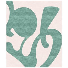 Rug Contemporary Italian Bedroom Hand Knotted Wool Silk, Barcelona Green Medium