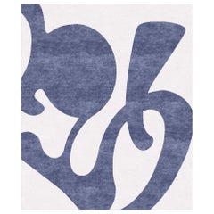 Rug Contemporary Italian Blue White for Living Room, Barcelona Royal Blue Large