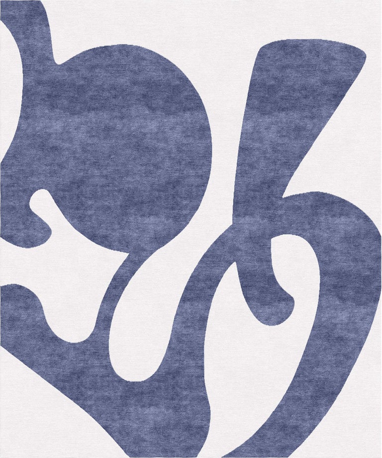 Rug Contemporary Italian Blue white Living room Barcelona Royal Blue