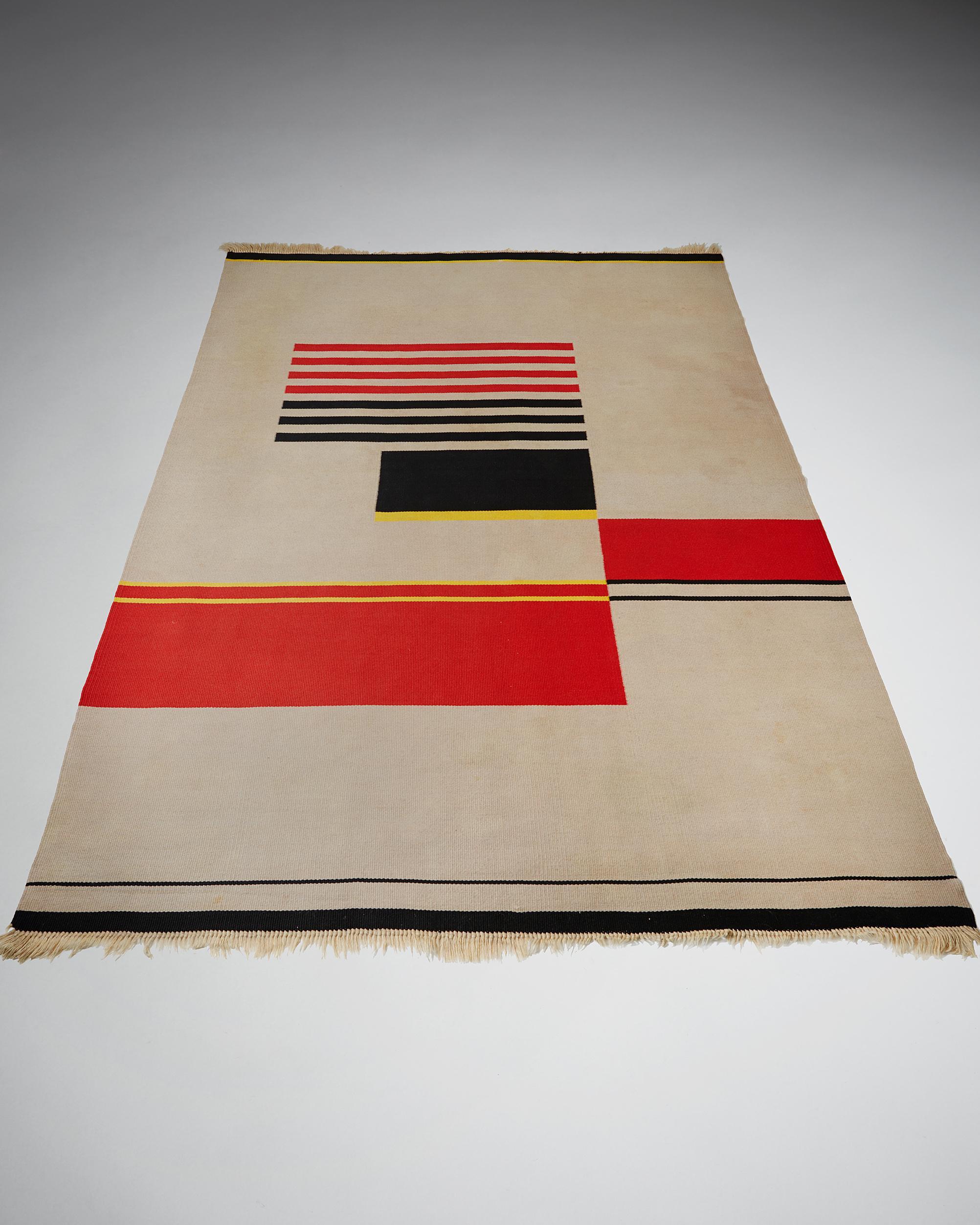 Rug, designed by Antonin Kybal,
Czech republic. 1950's.

Kelim technique. Hand-woven wool.

Measurements:
H: 393 cm/ 12' 10 23/32