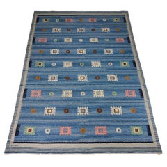 Vintage Rug Designed by Carl Dangel, Rölakan Flatweave Technique, Sweden, 1950s