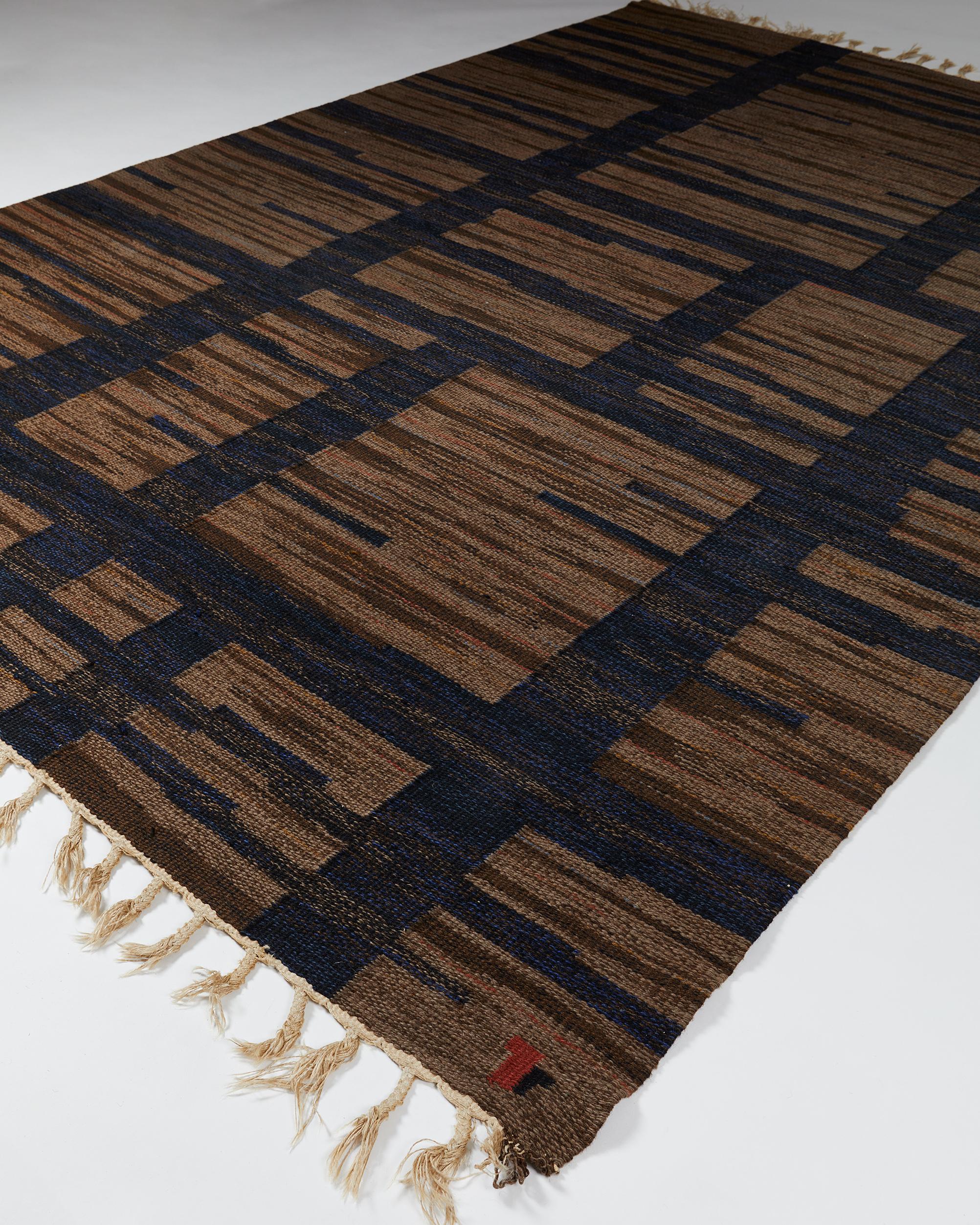 Alfombra diseñada por Erik Lundberg, Suecia, años 50 en Bueno estado para la venta en Stockholm, SE