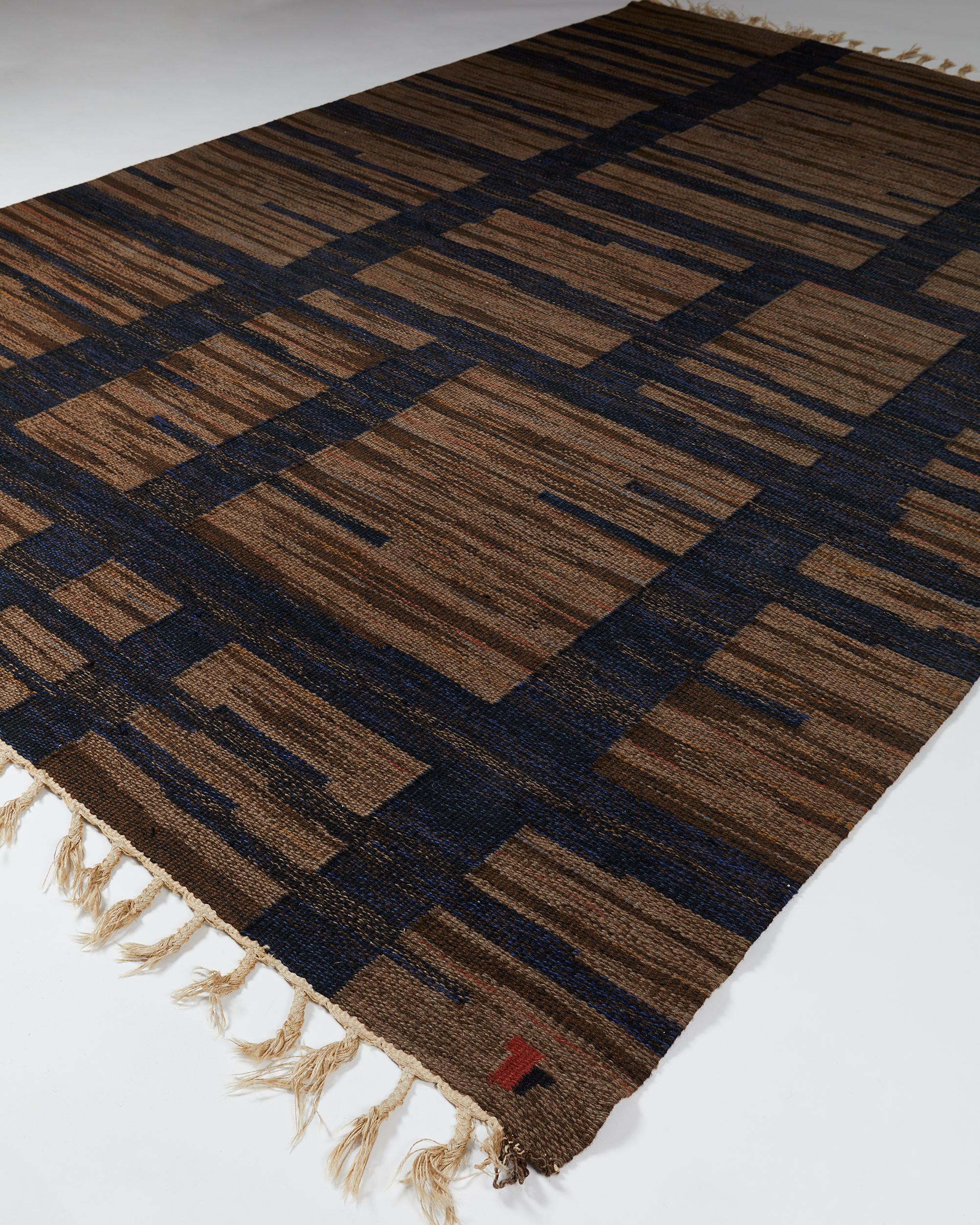 Rug Designed by Erik Lundberg, Sweden, 1950's In Good Condition For Sale In Stockholm, SE