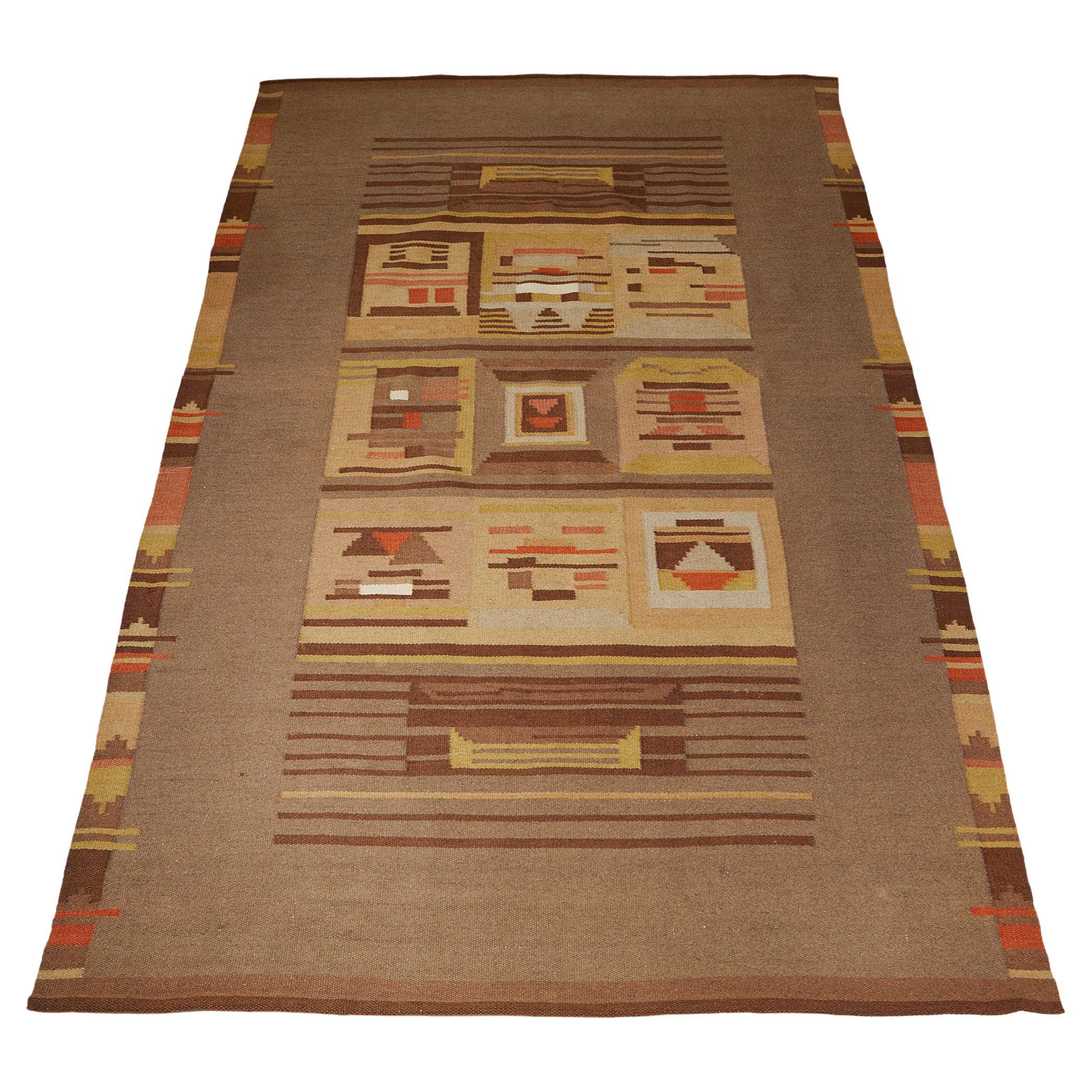 Rug, Designed by Impi Sotavalta, Flat weave rug, Finland, 1930s