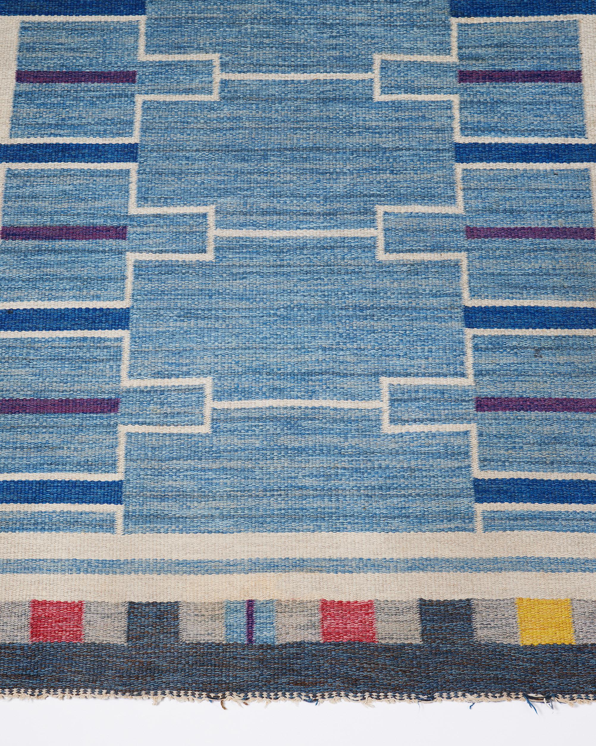 Mid-Century Modern Rug Designed by Ingegerd Silow, Sweden, 1950s For Sale