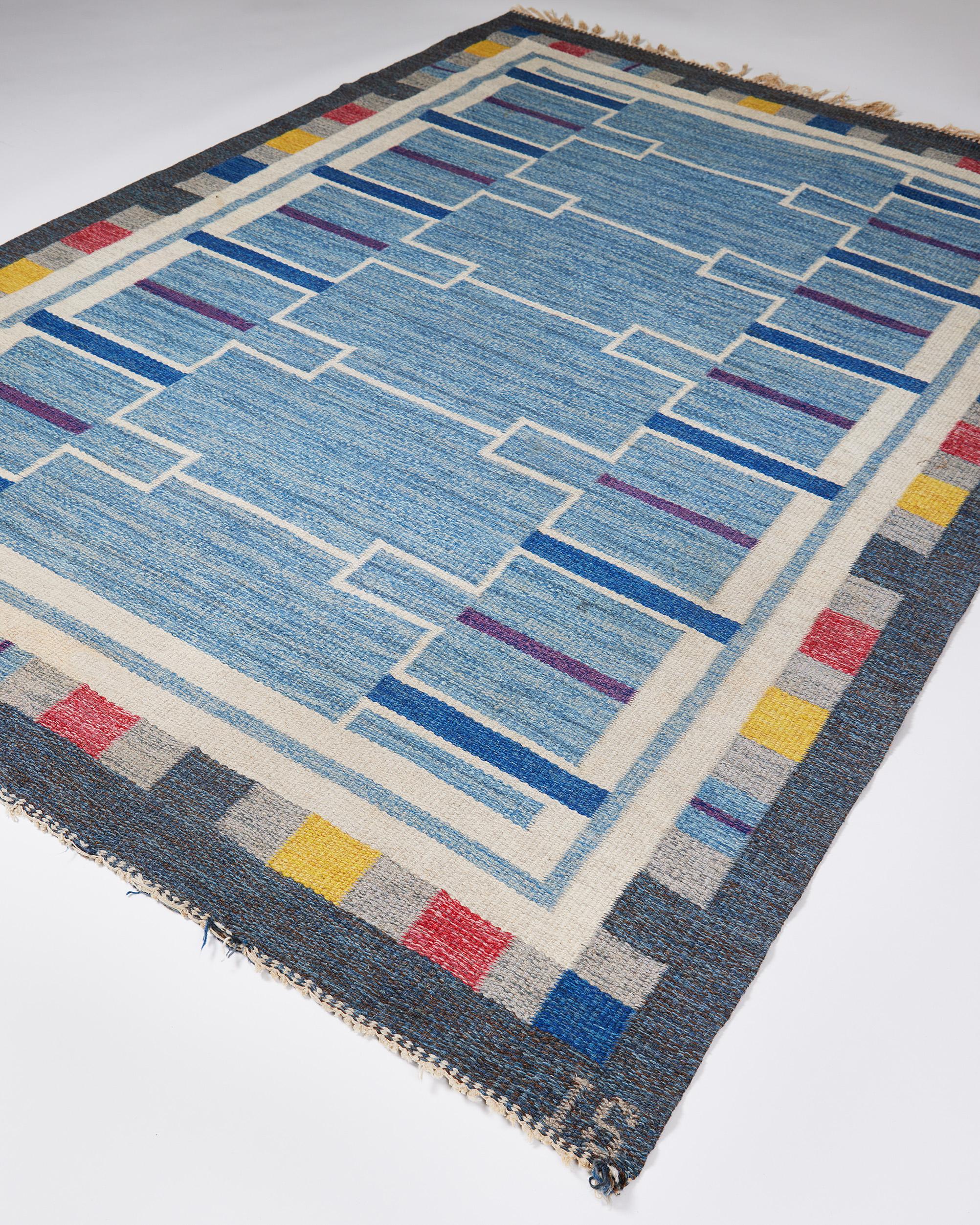 Teppich entworfen von Ingegerd Silow, Schweden, 1950er Jahre (Schwedisch) im Angebot