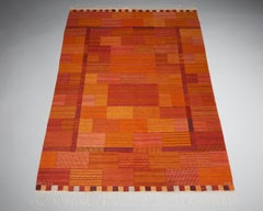 Rug ‘Façade, Orange, Red’ Designed by Marianne Richter for MMF, Sweden, 1950s