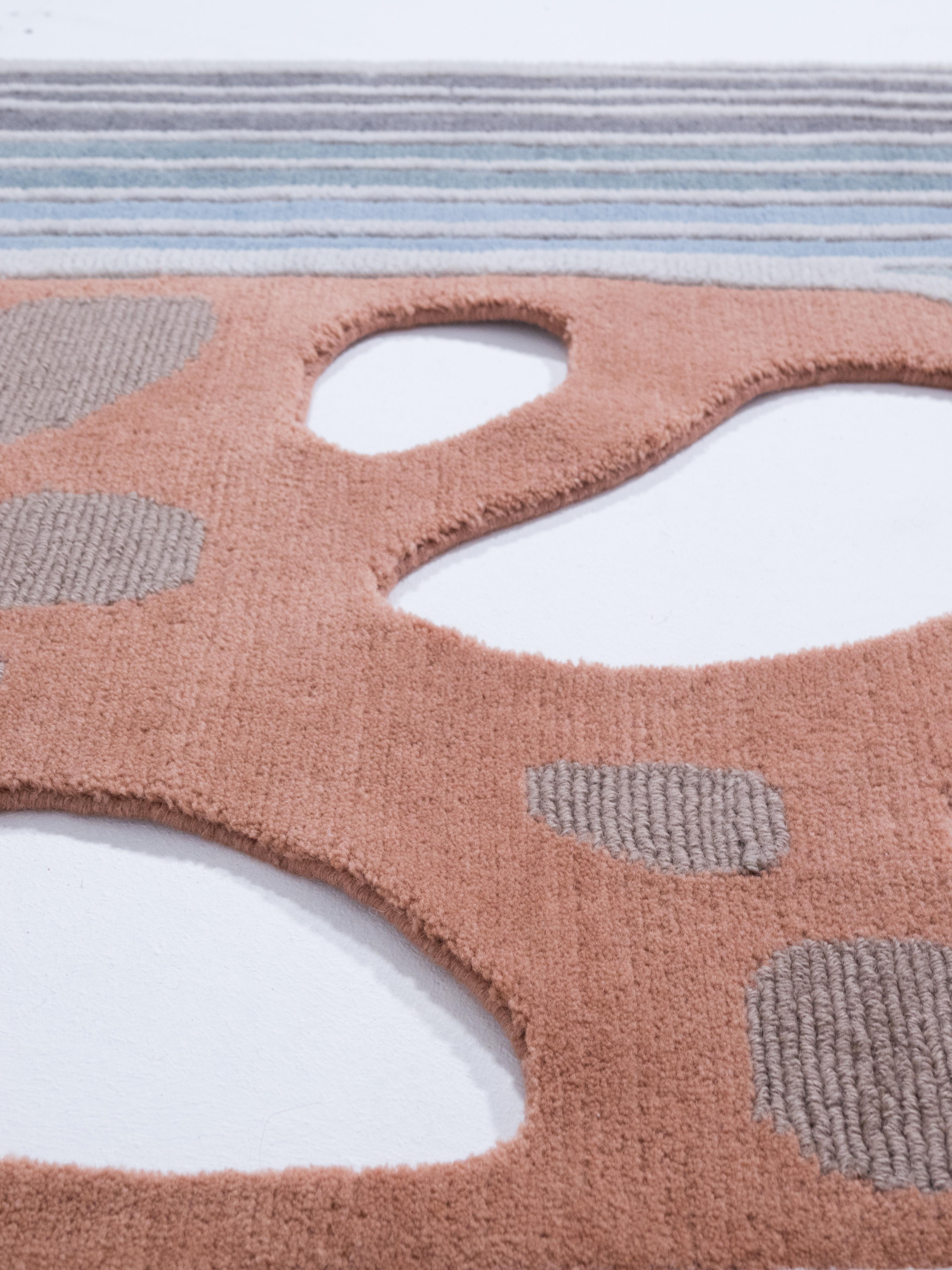 Wool Modern colofrul unusual rug Multicolored Irregular shape, Gamma Est small For Sale