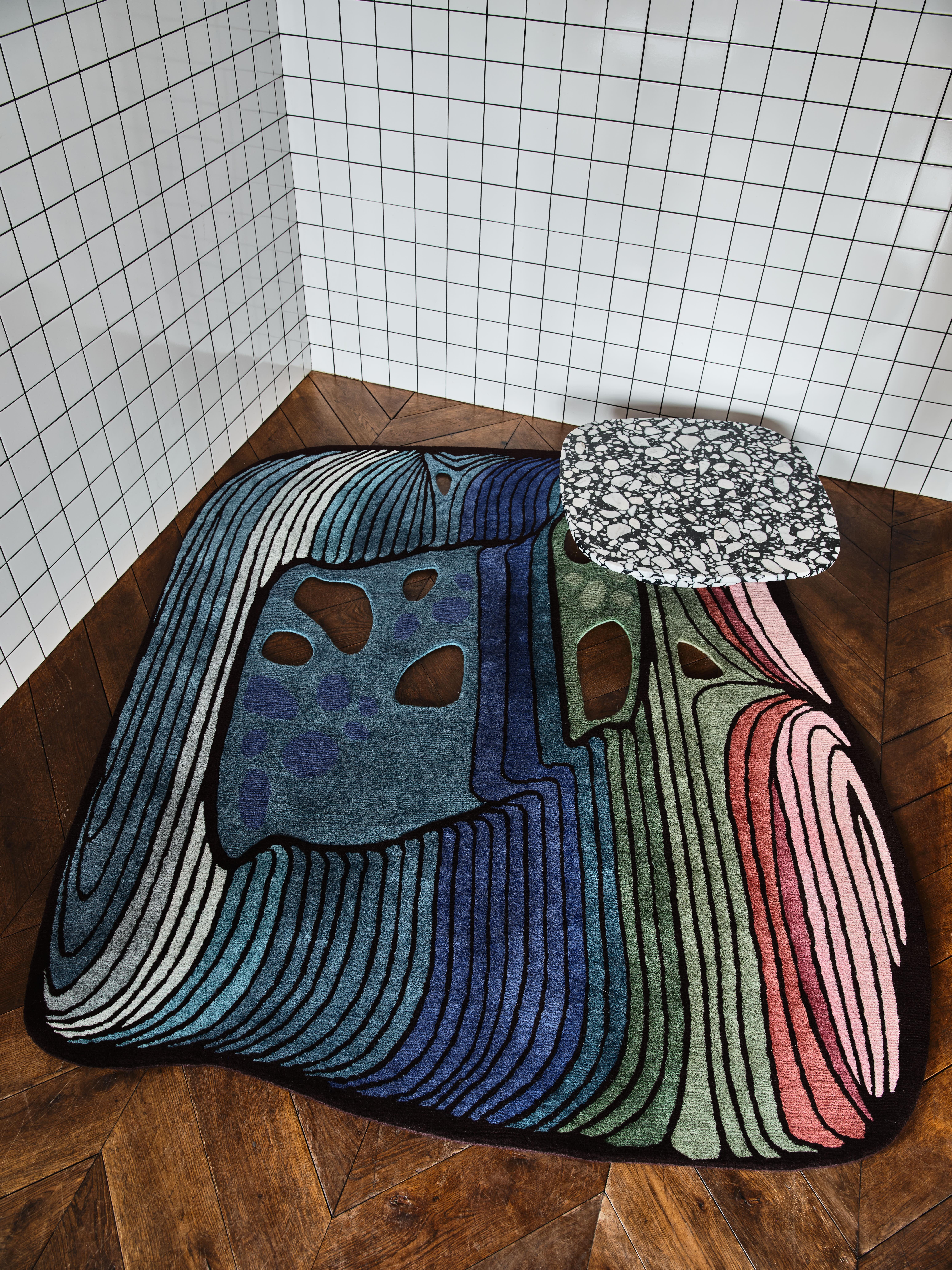 Wool Modern colofrul unusual small rug Multicolored Irregular shape - Gamma Nord For Sale
