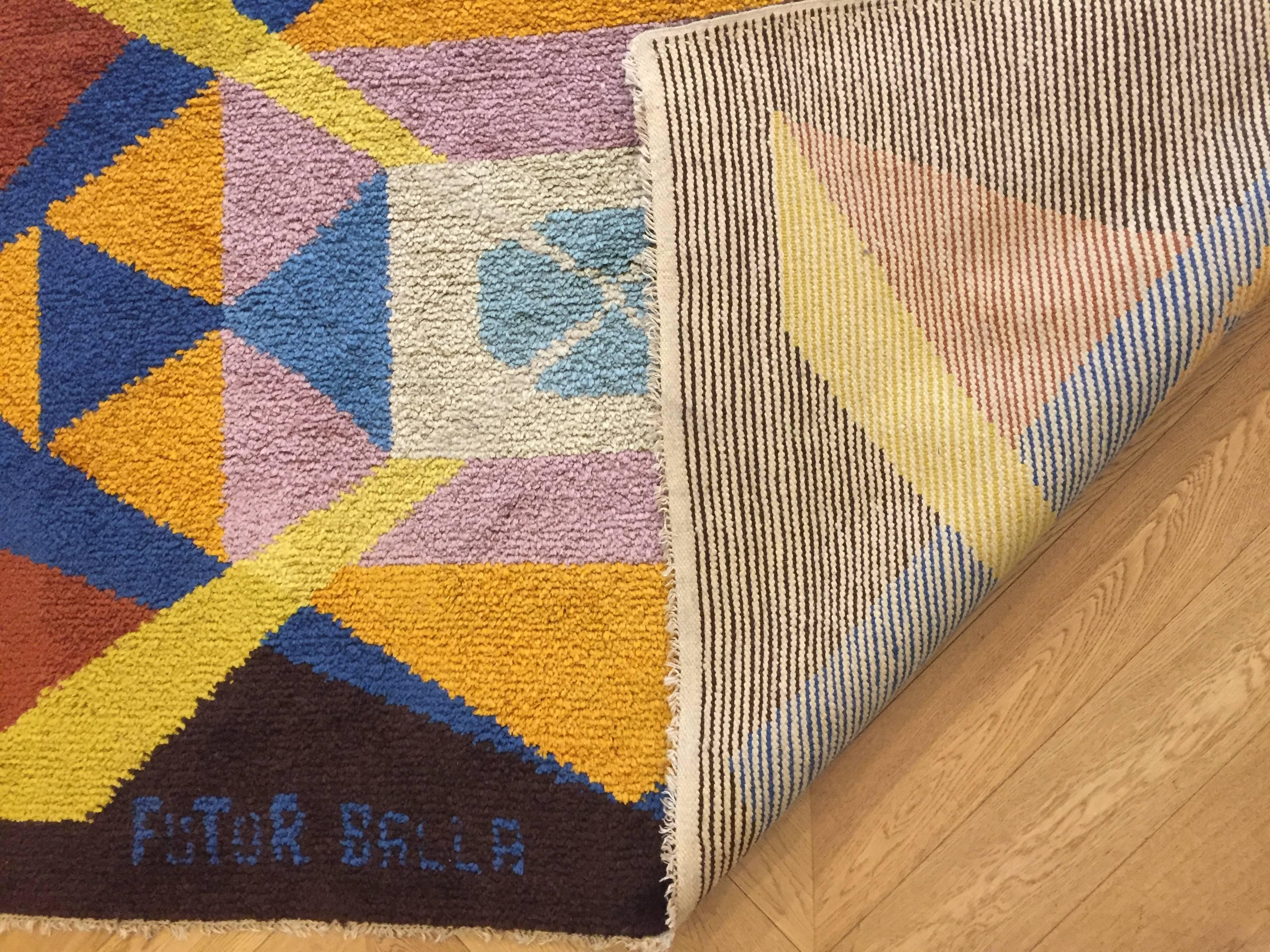 Geometrischer Giacomo Balla Limited Italienischer Teppich des 20. Jahrhunderts in Braun, Gelb und Blu, 1987 im Angebot 13