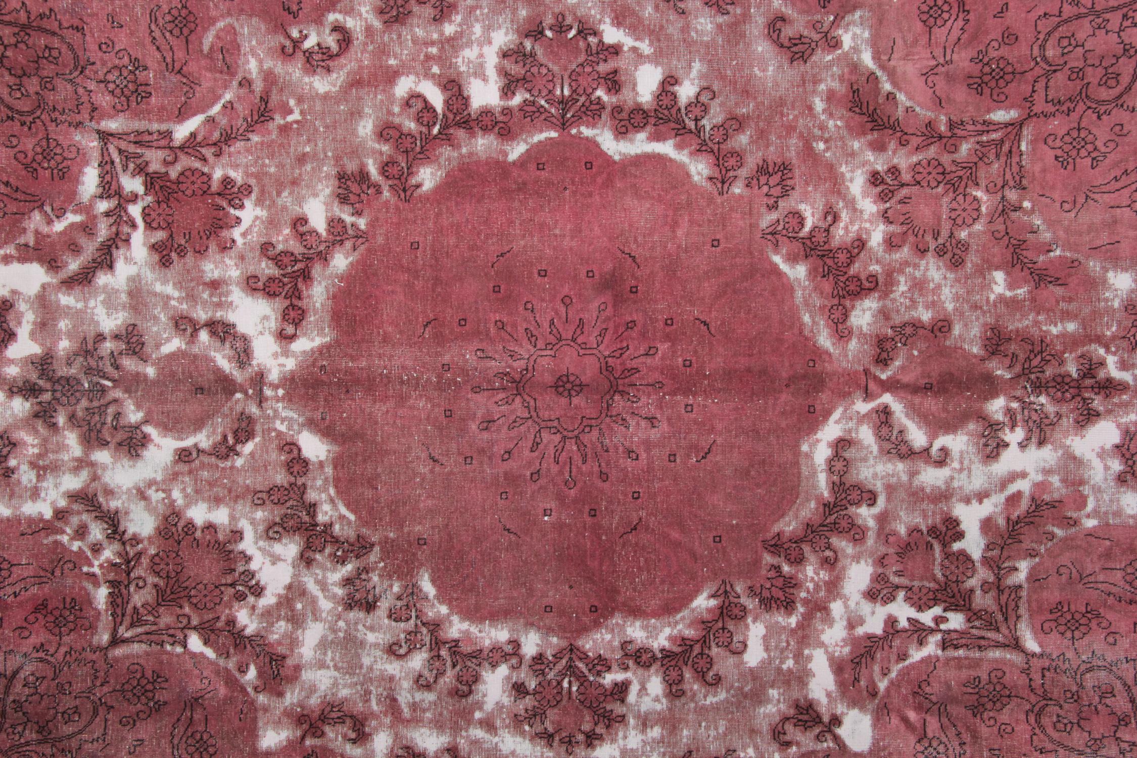 Alfombra hecha a mano Alfombra oriental de lana roja Alfombra medallón grande Afgano en venta