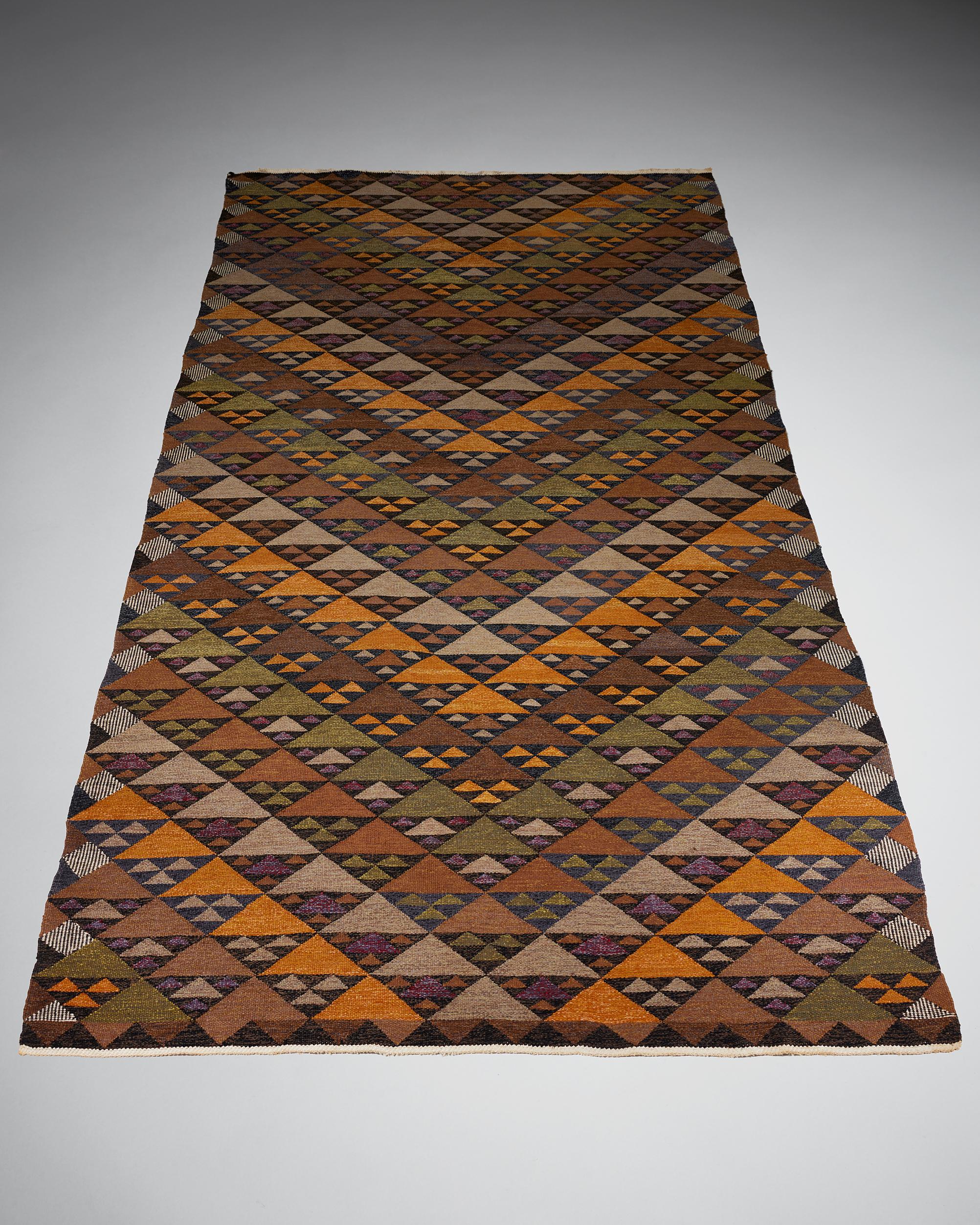 Teppich 'Höst' entworfen von Kirsten und John Becker, Dänemark, 1950er Jahre

Unterschrieben.

Wolle.

L: 415.5 cm
W: 228 cm