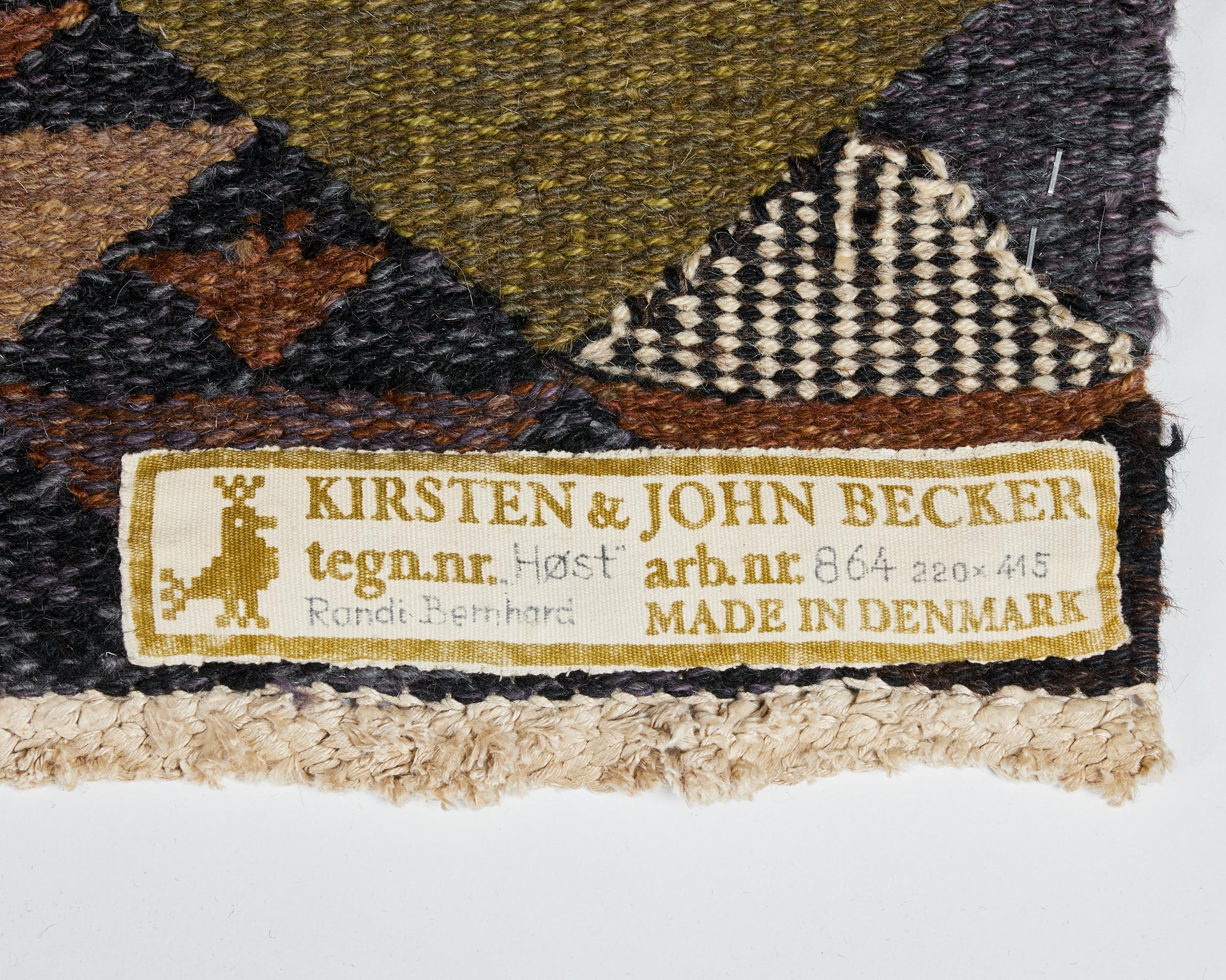 Teppich 'Höst' entworfen von Kirsten und John Becker, Dänemark, 1950er Jahre (Dänisch) im Angebot
