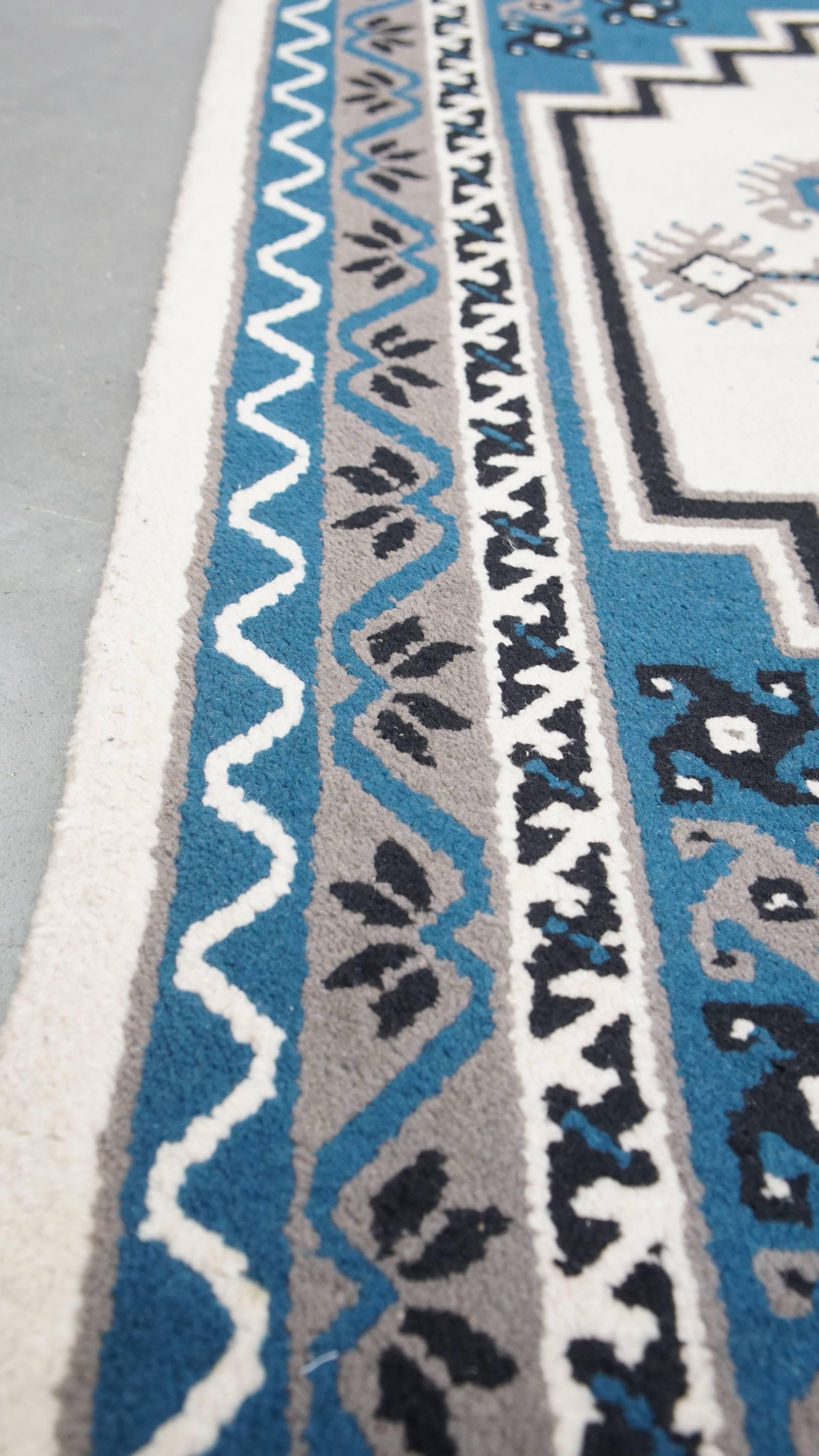 Romano classico Tappeto in  Toni blu e bianchi 181x90 cm in vendita