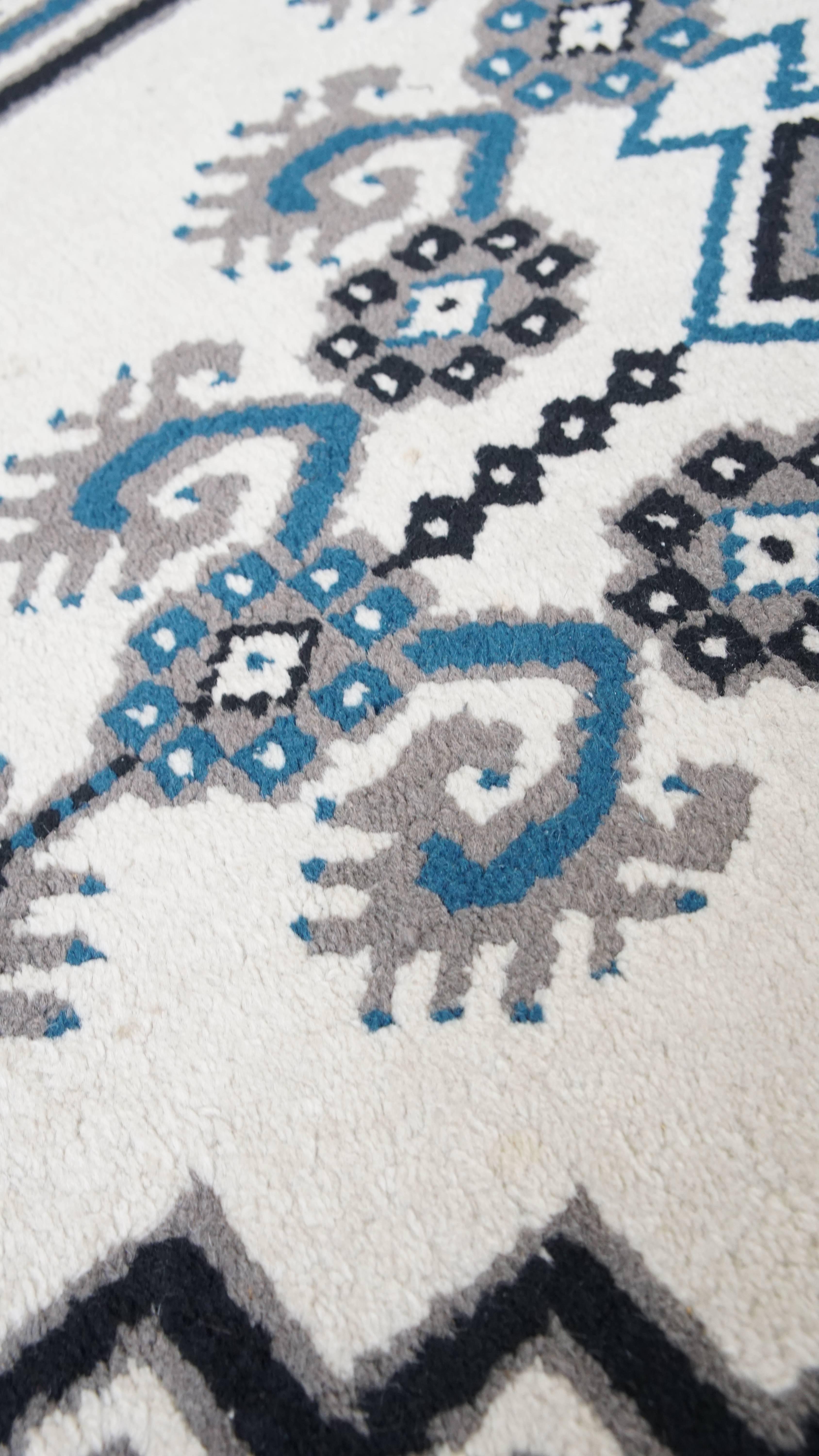 Cotone Tappeto in  Toni blu e bianchi 181x90 cm in vendita