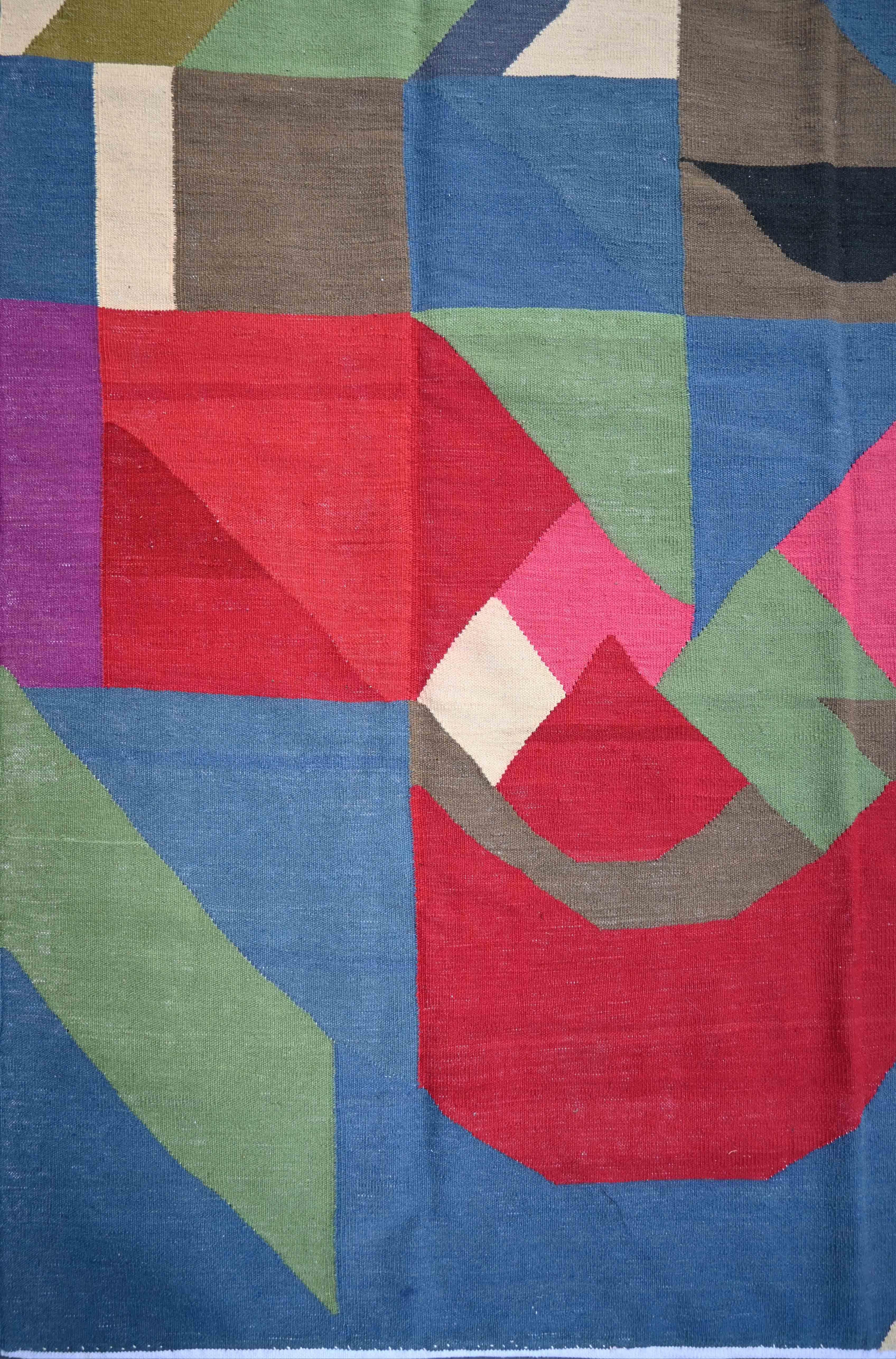 Artist: Sonia Delaunay (in Le Goût)
Era: 20th century
Style: Modern art
Condition: Perfect condition
Material: Wool
Length: 300 cm
Width: 200 cm

This rug has never been used on the floor; its previous owner had hung it on the wall to admire it as a