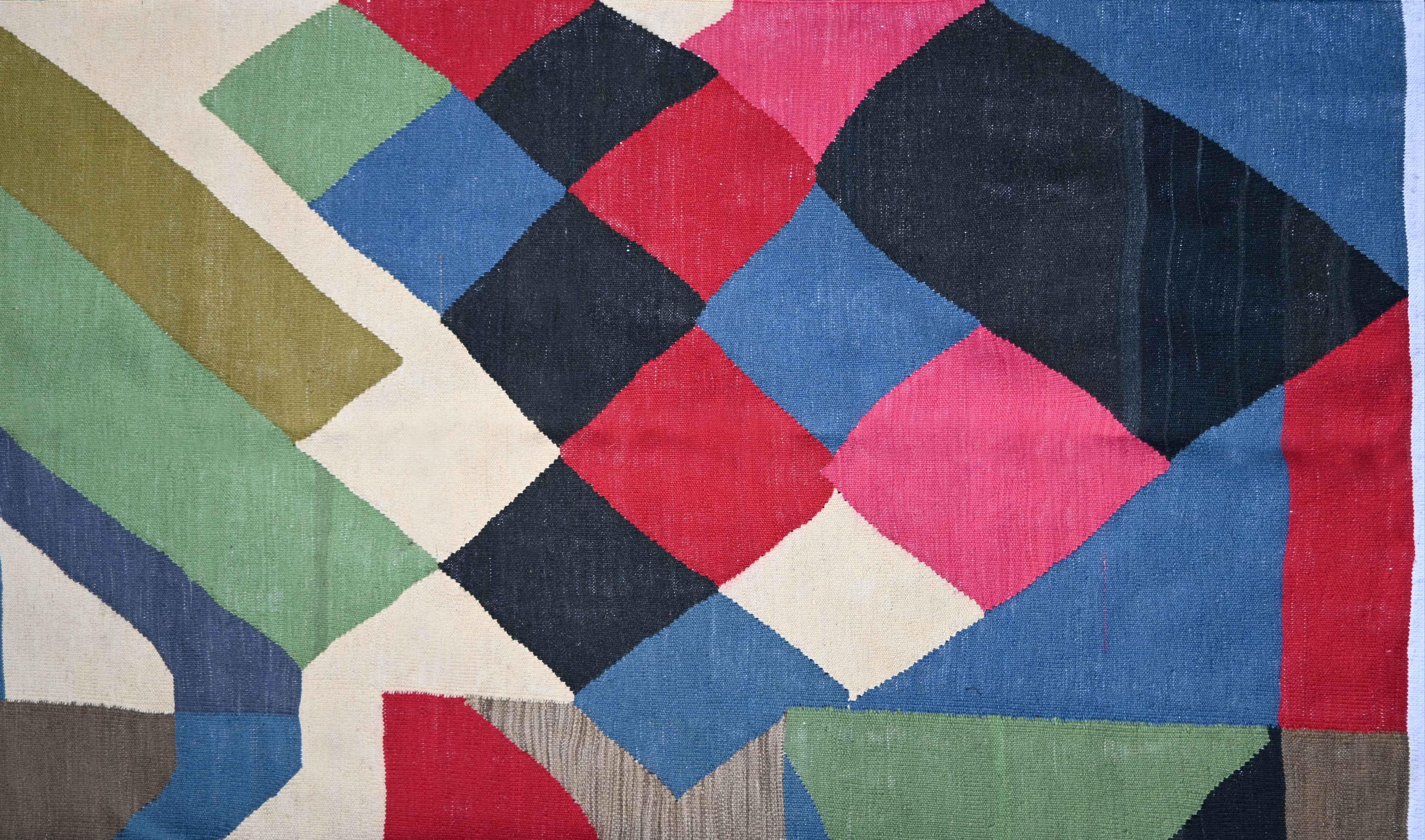 Rug in the style of Sonia Delaunay - moderne carpet 300x200 Cm, Tapestry N 1524 In Excellent Condition For Sale In Paris, FR