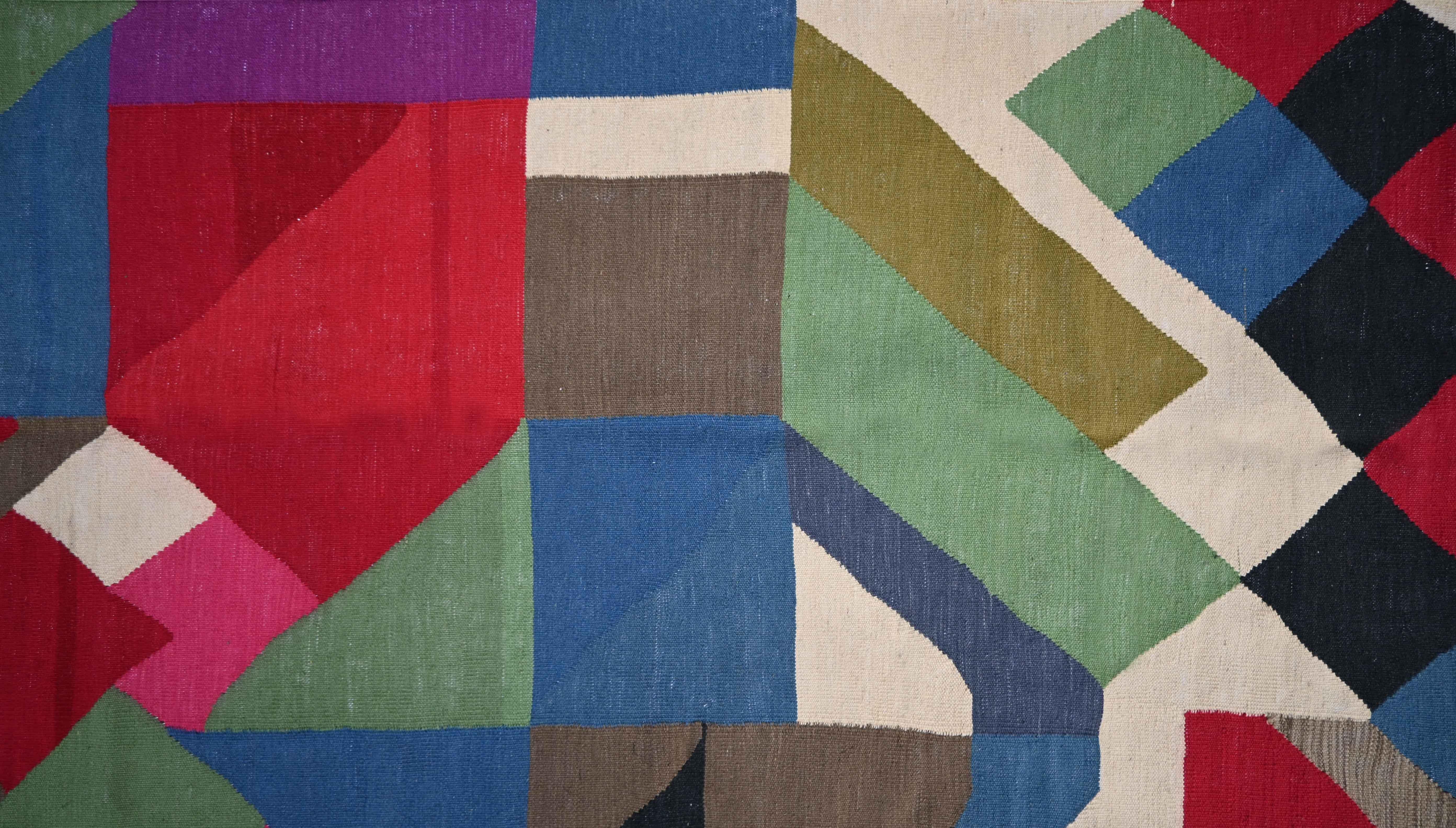 20th Century Rug in the style of Sonia Delaunay - moderne carpet 300x200 Cm, Tapestry N 1524 For Sale