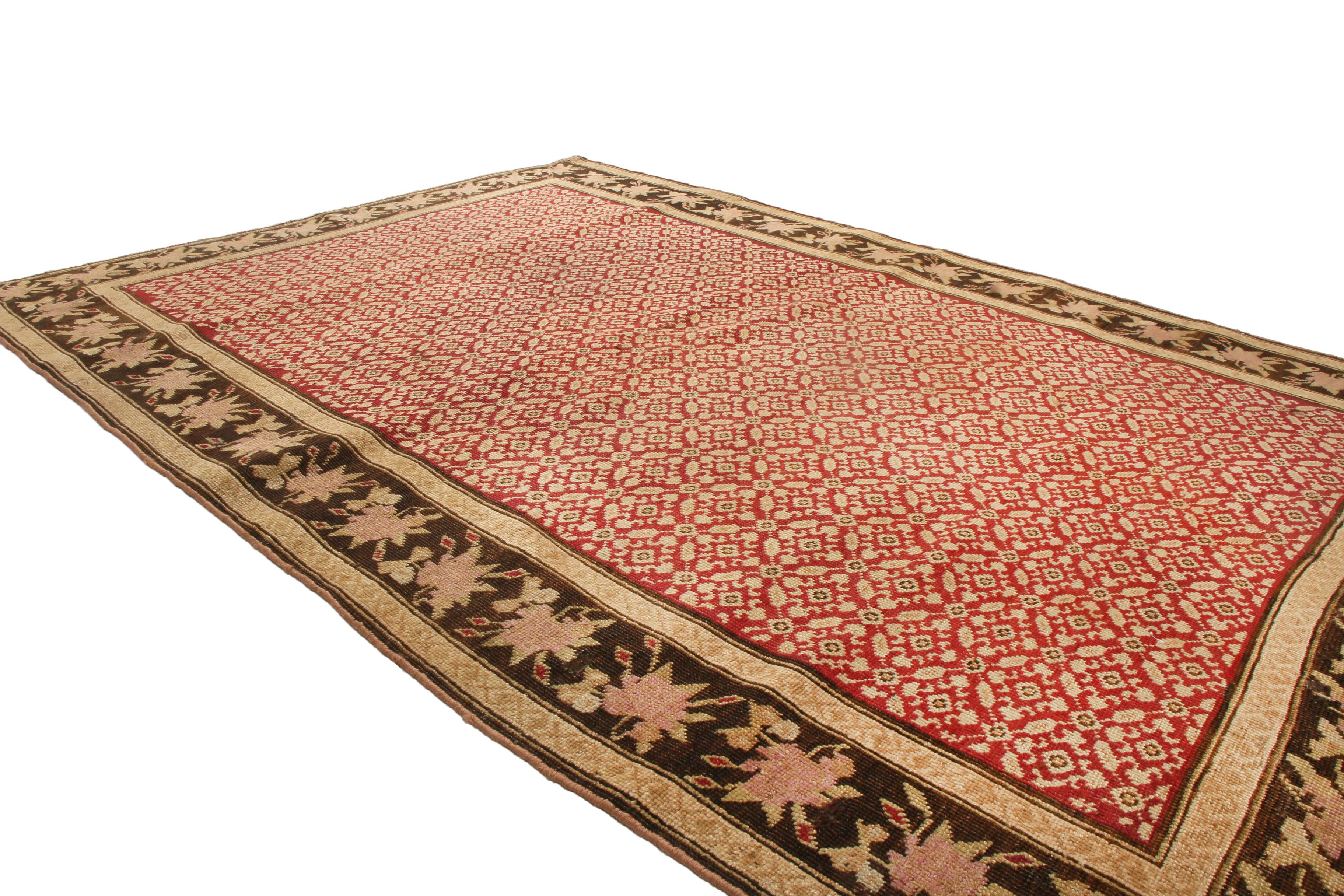 Art Deco Antique Karabagh Traditional Rug in Red, and Beige Geometric by Rug & Kilim For Sale