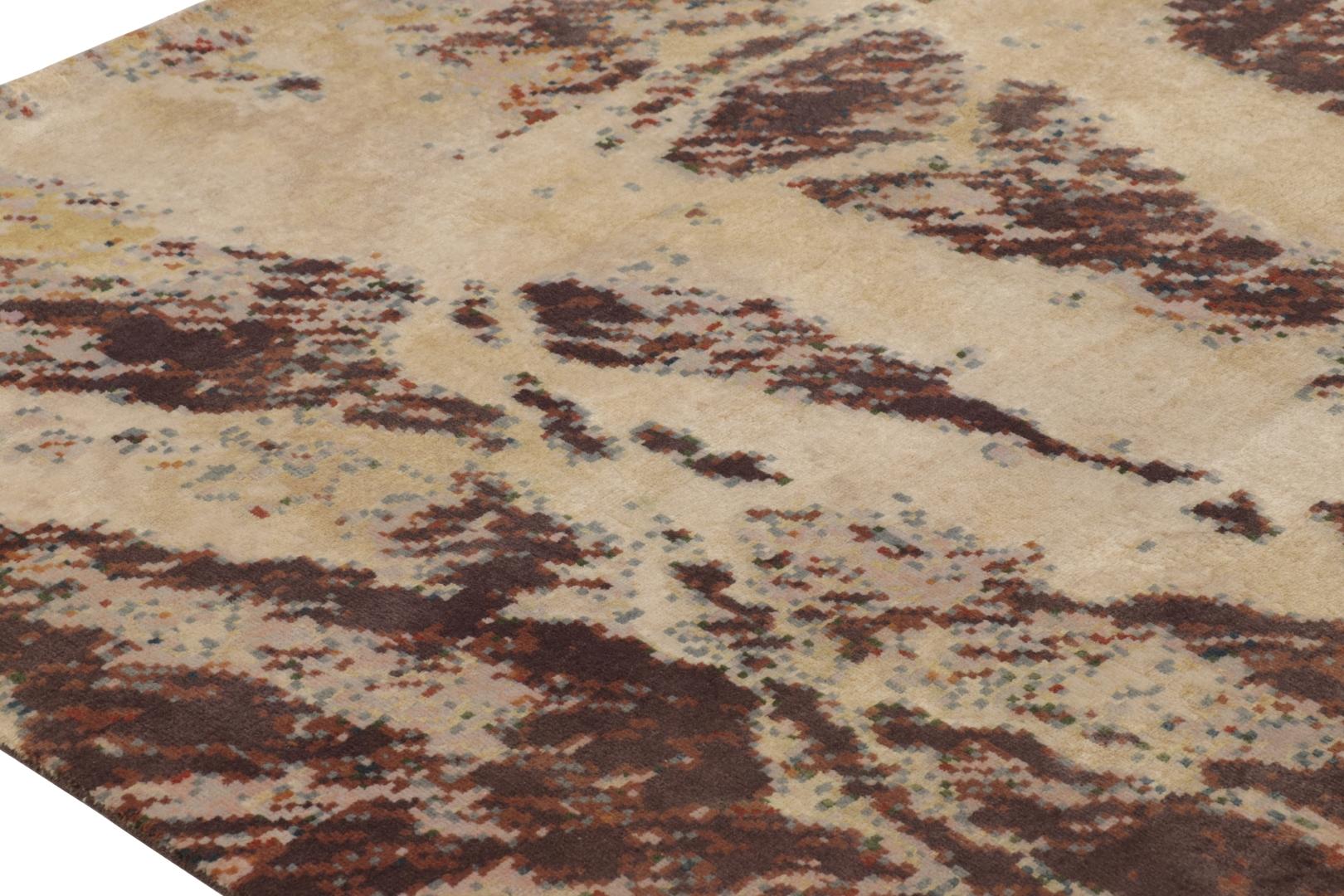 Moderno Rug & Kilim Tappeto ispirato all'Art Deco, Runner geometrico beige-marrone (a) Gallery in vendita
