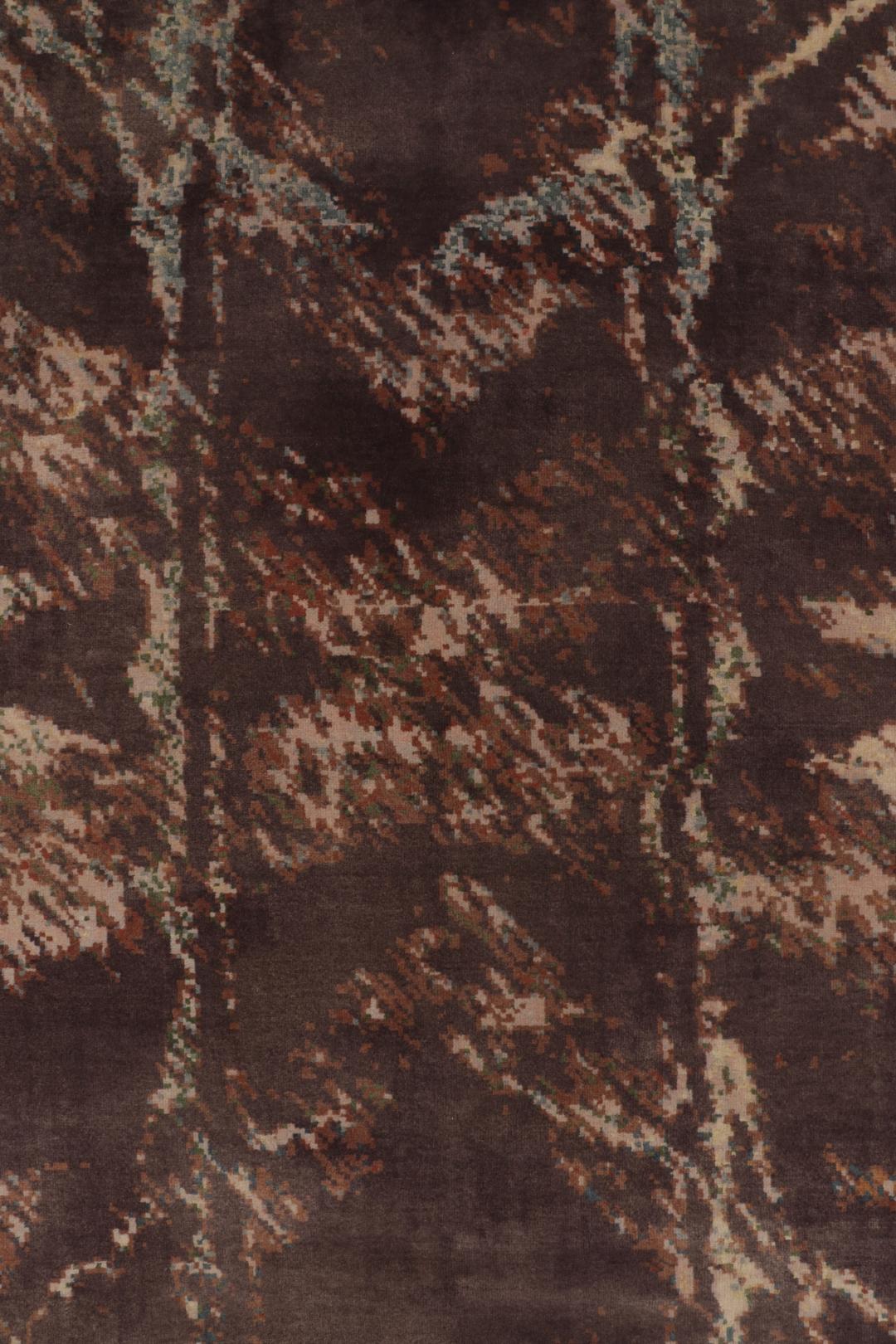 XXI secolo e contemporaneo Rug & Kilim Tappeto ispirato all'Art Deco, Runner geometrico beige-marrone (a) Gallery in vendita