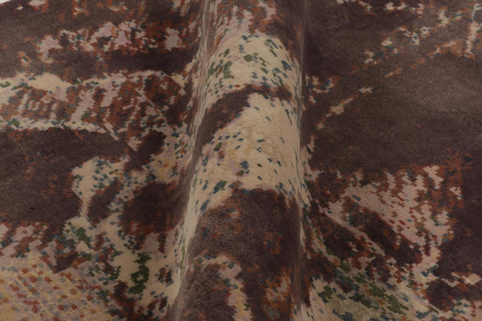 Lana Rug & Kilim Tappeto ispirato all'Art Deco, Runner geometrico beige-marrone (a) Gallery in vendita