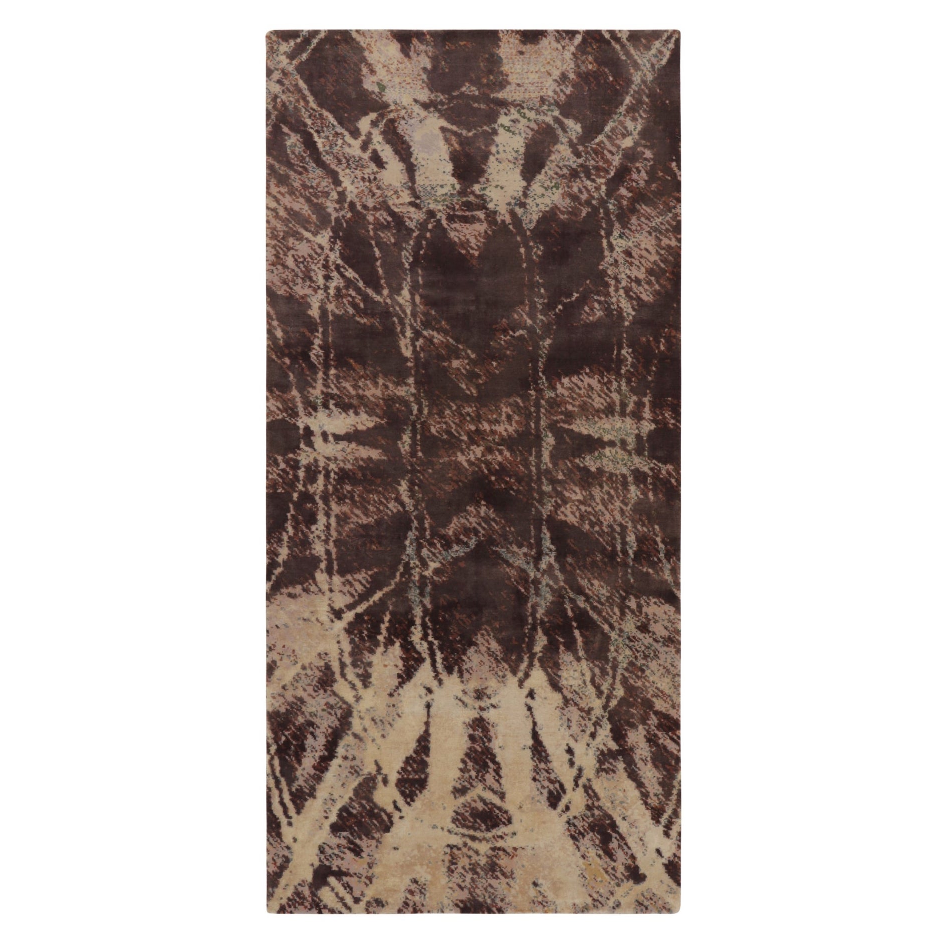 Rug & Kilim Art Deco-Inspired Rug, Beige-Brown Geometric Gallery Runner