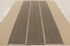Rug & Kilim Contemporary Rez Kilim Flatweave Rug with Black & Beige Stripes