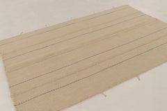 Rug & Kilim Contemporary Rez Kilim Flatweave Rug with Blue & Brown Stripes