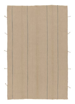 Rug & Kilim Contemporary Rez Kilim Flatweave Rug with Blue & Brown Stripes