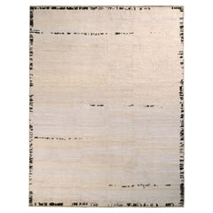 Rug & Kilim Contemporary Runner in Off White - Black Solid Stripe Patterns - 3x8