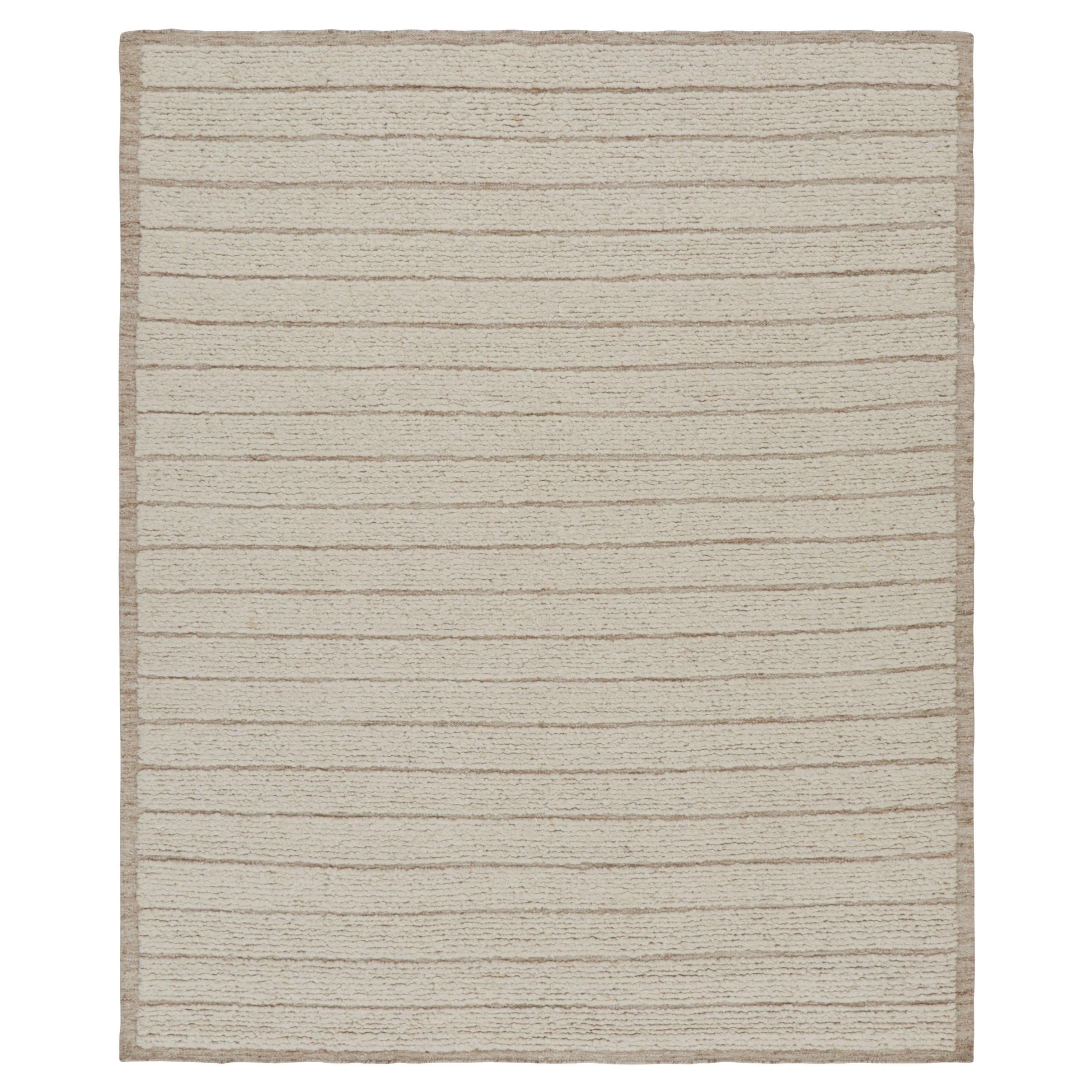 Rug & Kilim Tappeto contemporaneo a righe alte e basse in crema e beige