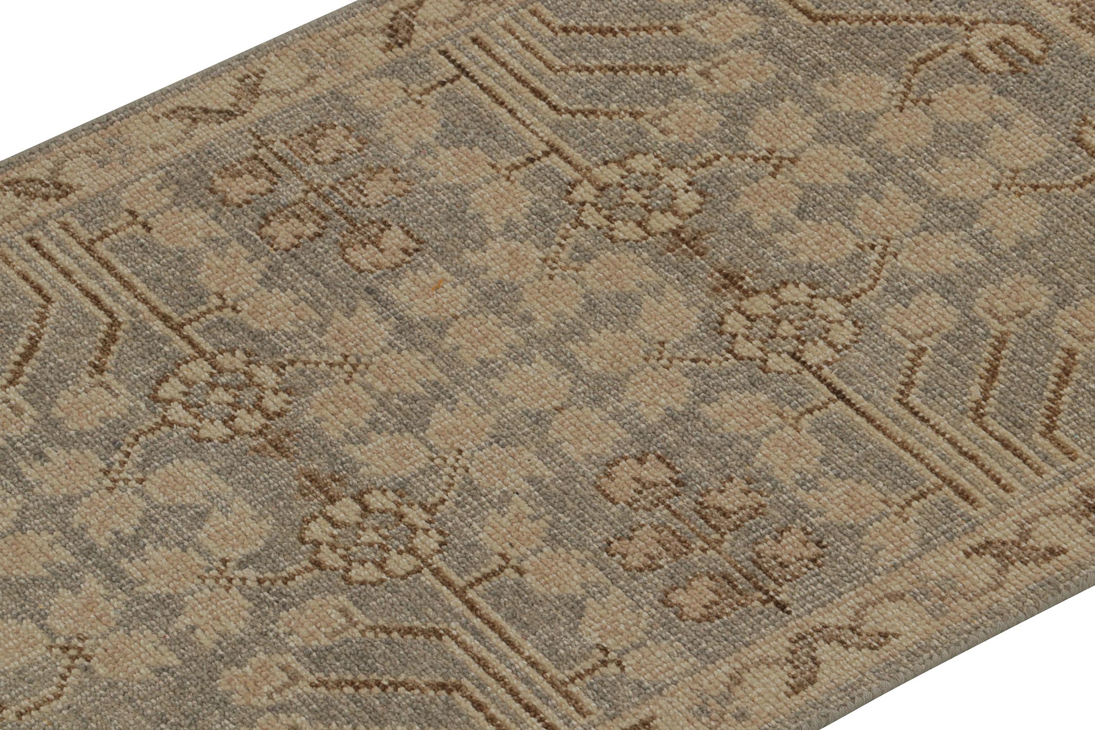 Rug & Kilim Distressed Khotan style rug in Gray with Beige-Brown Classic Pattern In New Condition For Sale In Long Island City, NY