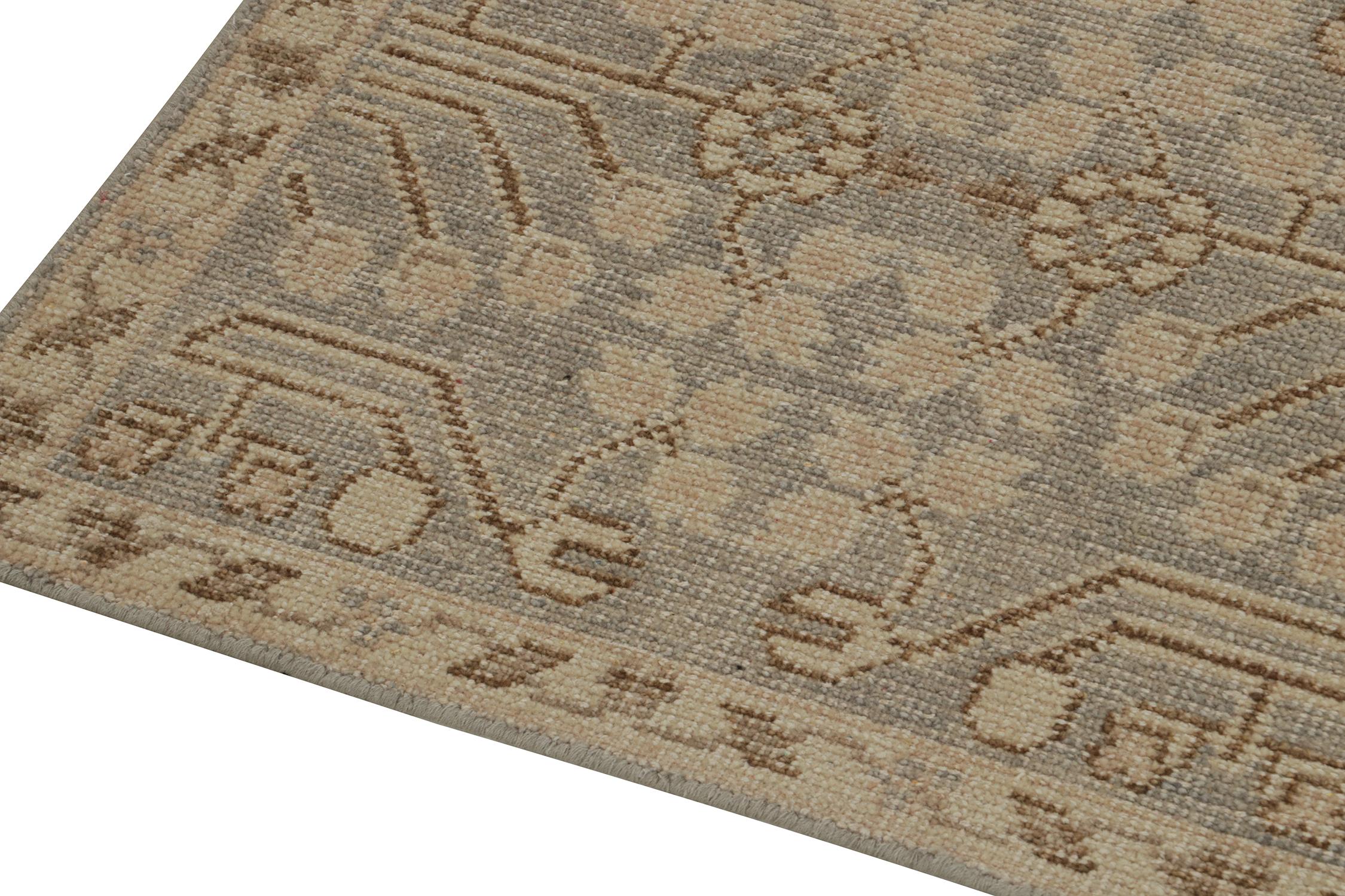 Contemporary Rug & Kilim Distressed Khotan style rug in Gray with Beige-Brown Classic Pattern For Sale