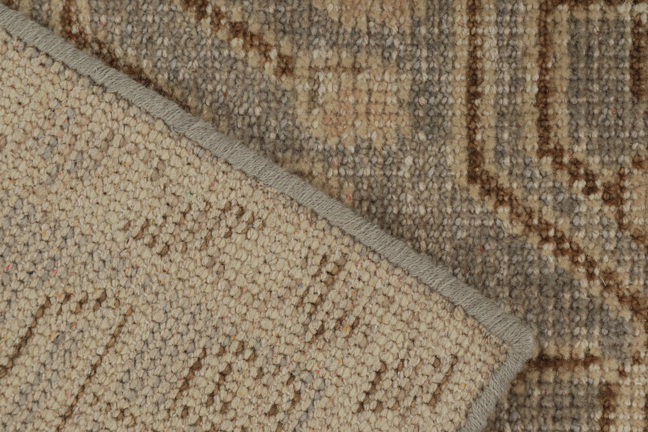 Rug & Kilim Distressed Khotan style rug in Gray with Beige-Brown Classic Pattern For Sale 1