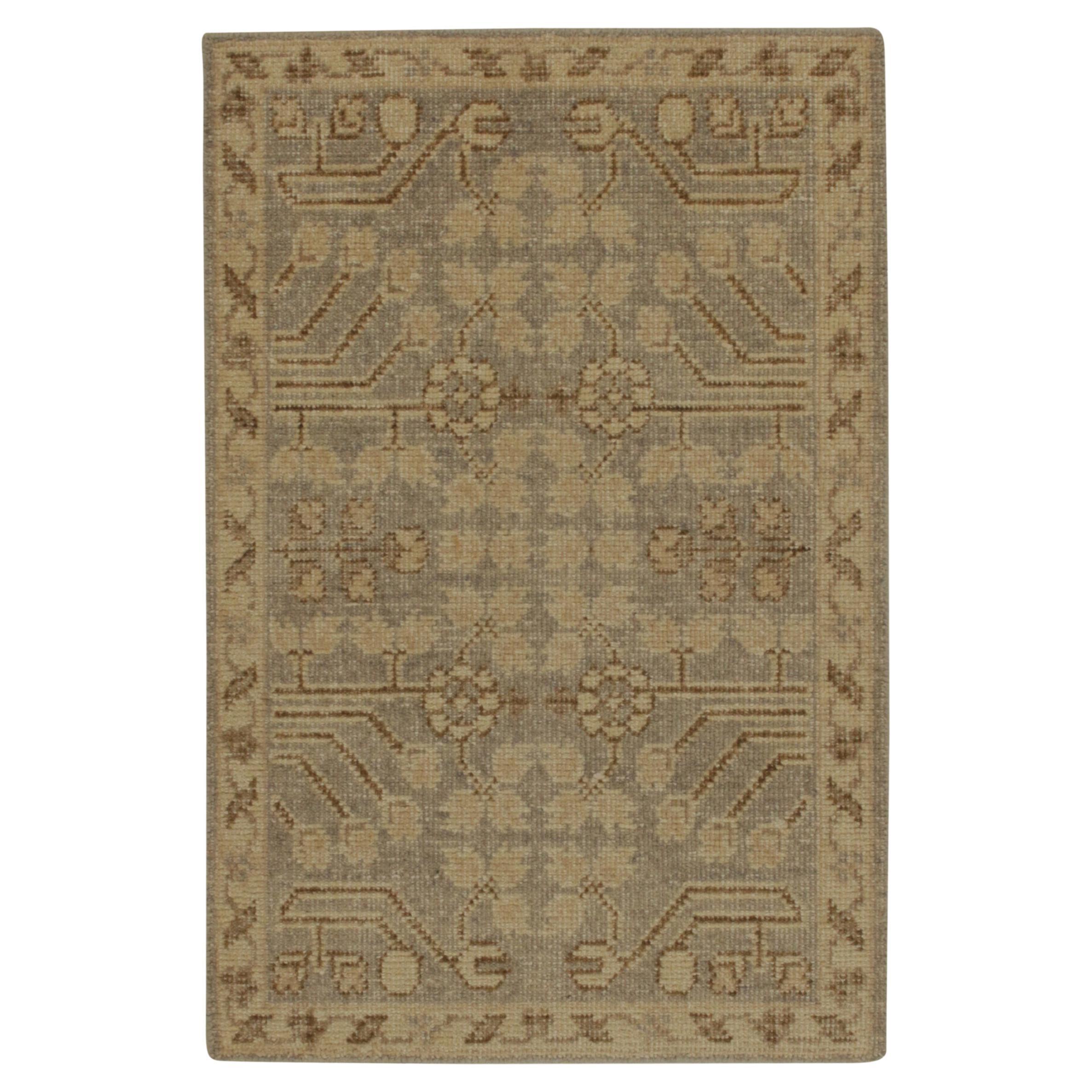 Rug & Kilim Distressed Khotan style rug in Gray with Beige-Brown Classic Pattern For Sale