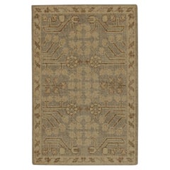 Rug & Kilim Distressed Khotan style rug in Gray with Beige-Brown Classic Pattern