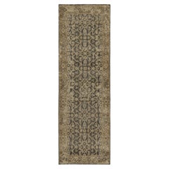 Tapis et tapis de couloir Kilim de style persan vieilli à motif Herati noir et beige