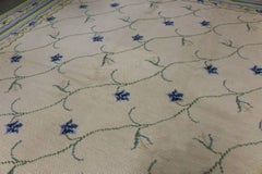 Rug & Kilim European Style Needlepoint Rug in White and Yellow Floral Pattern