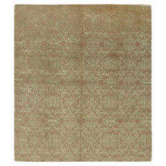 Rug & Kilim Handknotted Classic European Style Rug in Beige Brown Floral Pattern